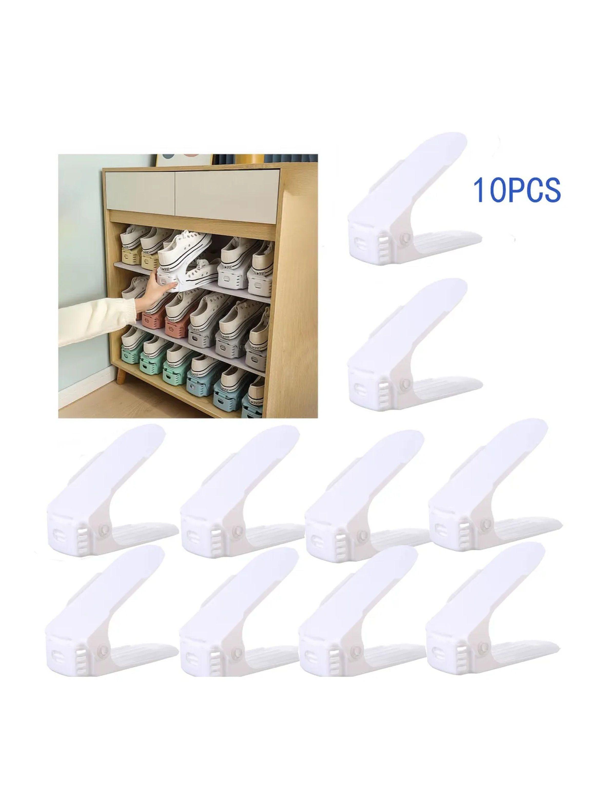 Soporte Organizadores de Zapatos Ajustables 10 Unidades Blanco-0
