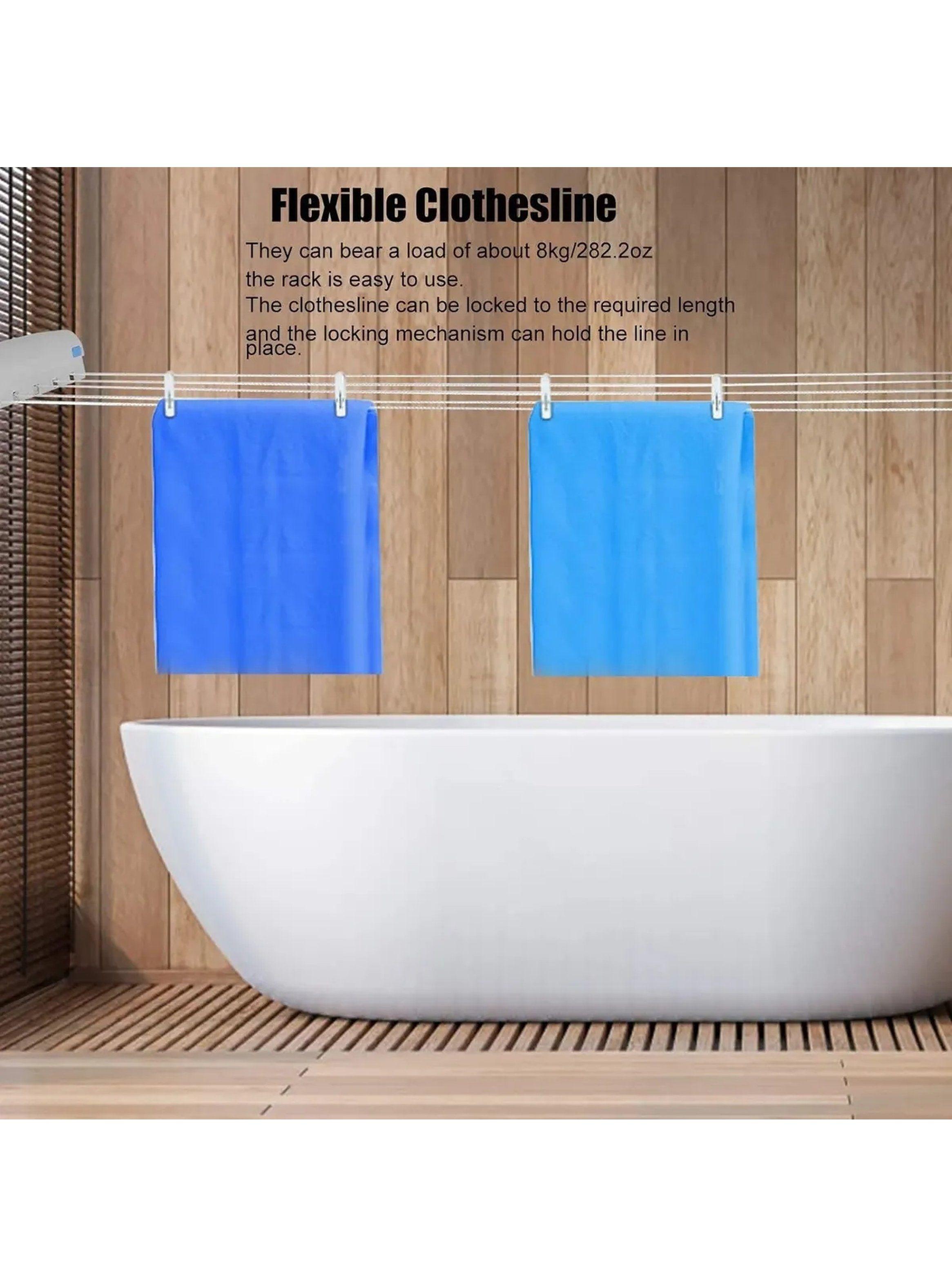 Tendedero Retráctil Automático Montado En Pared 4 Líneas Ajustables-3