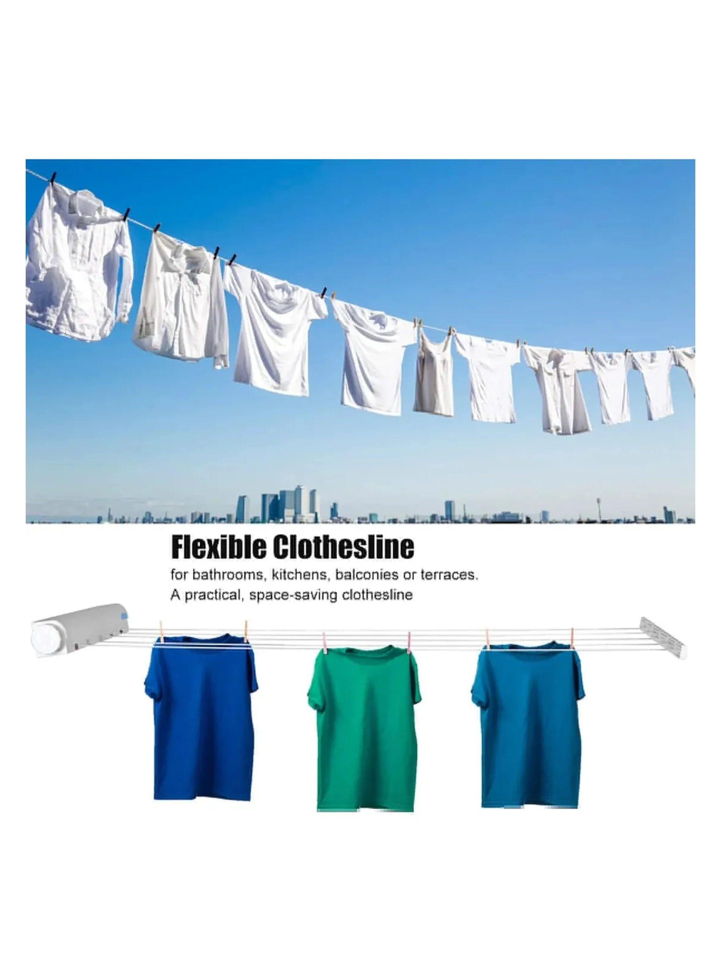 Tendedero Retráctil Automático Montado En Pared 4 Líneas Ajustables-4
