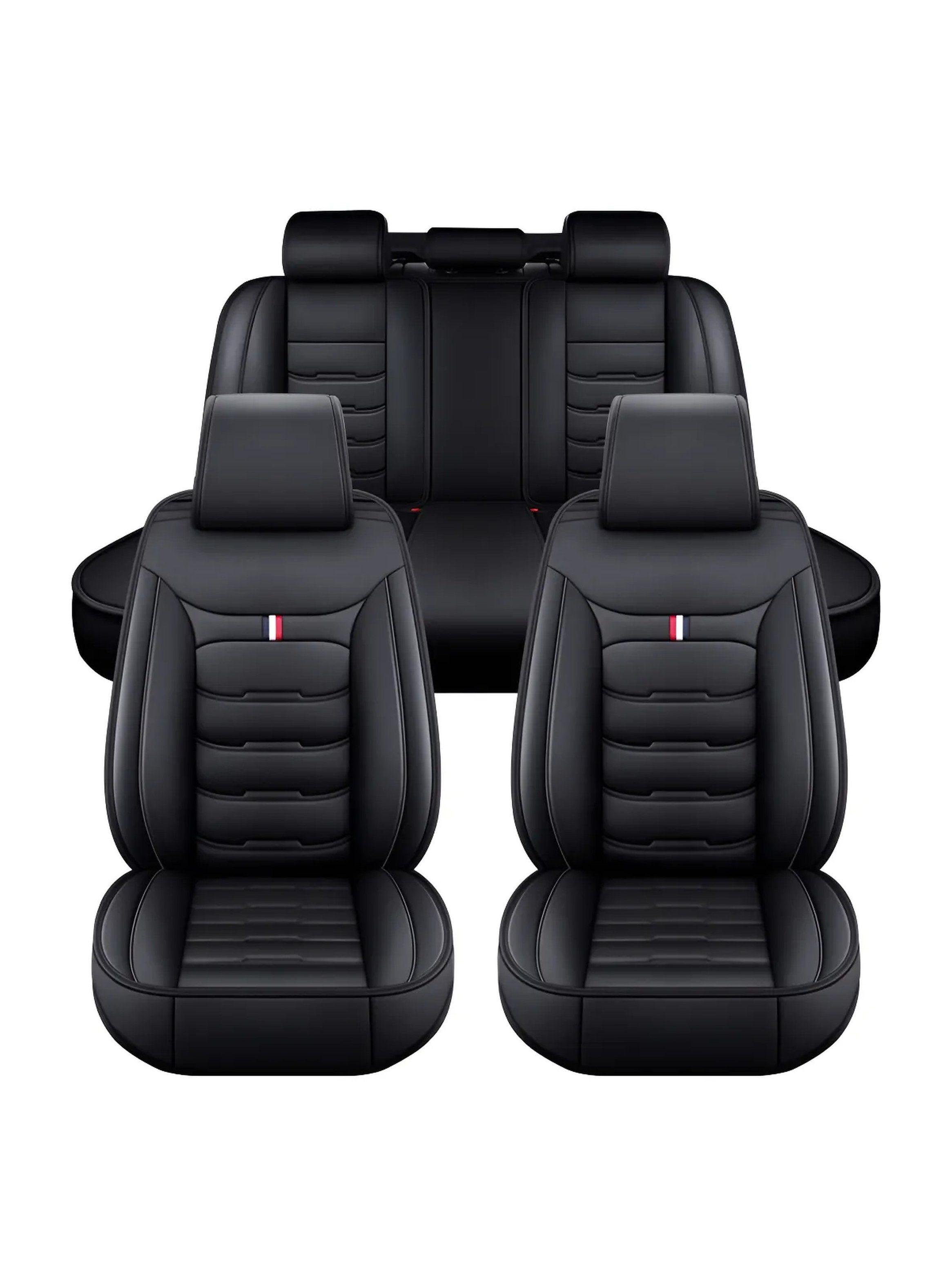 Cubiertas para Asientos de Auto Diseño Envolvente Cuero Negro-0