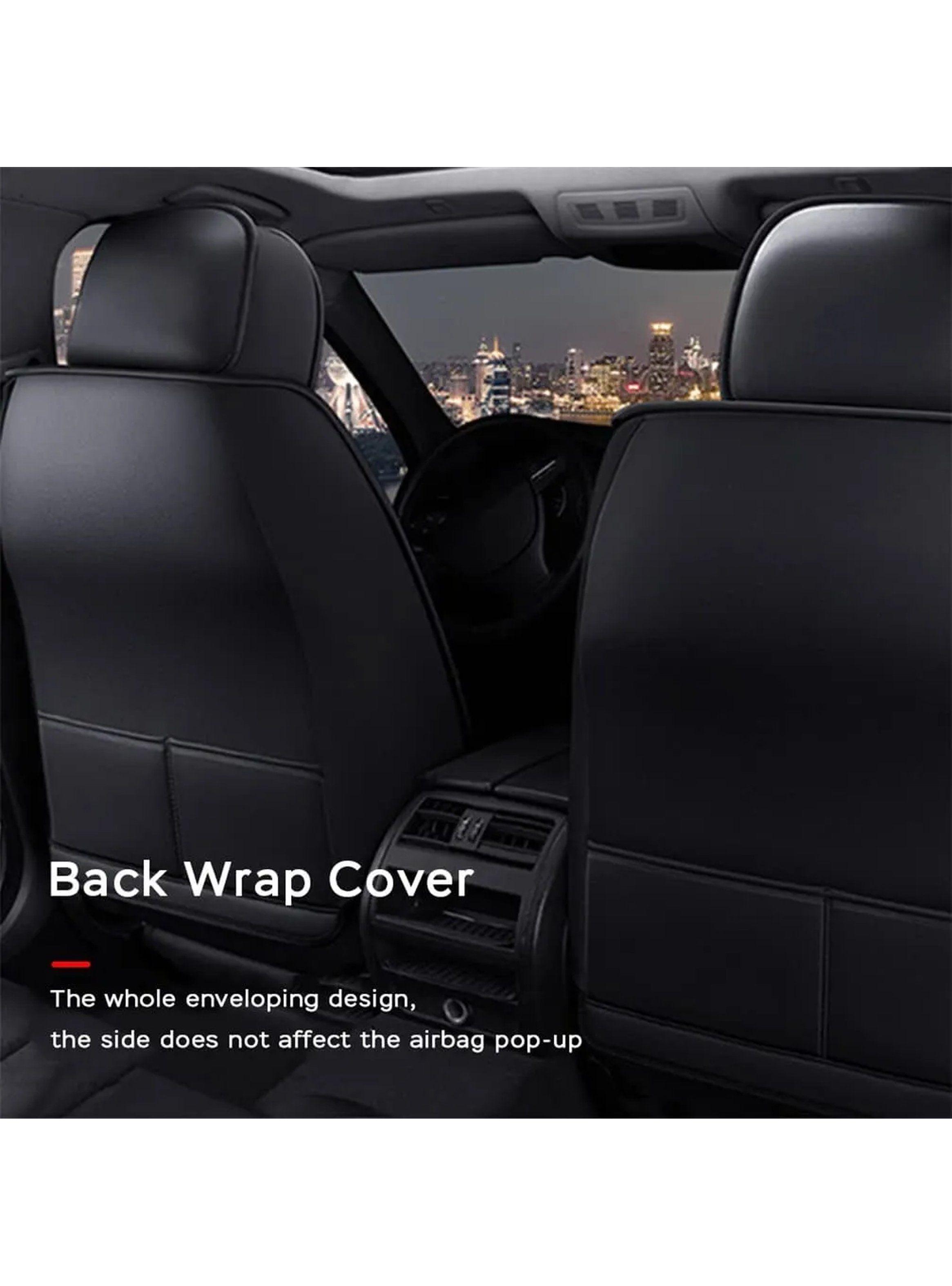 Cubiertas para Asientos de Auto Diseño Envolvente Cuero Negro-2