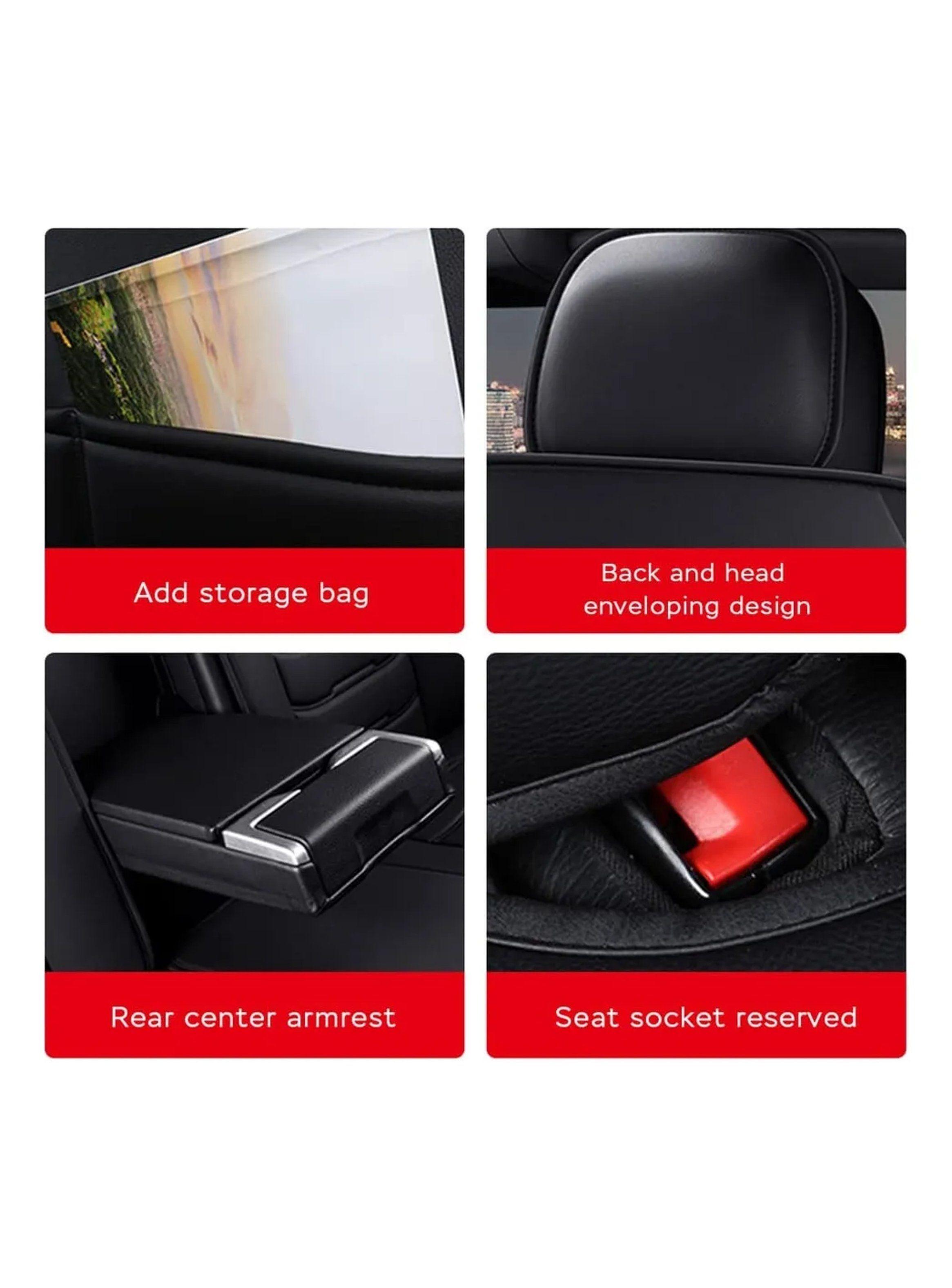 Cubiertas para Asientos de Auto Diseño Envolvente Cuero Negro-3