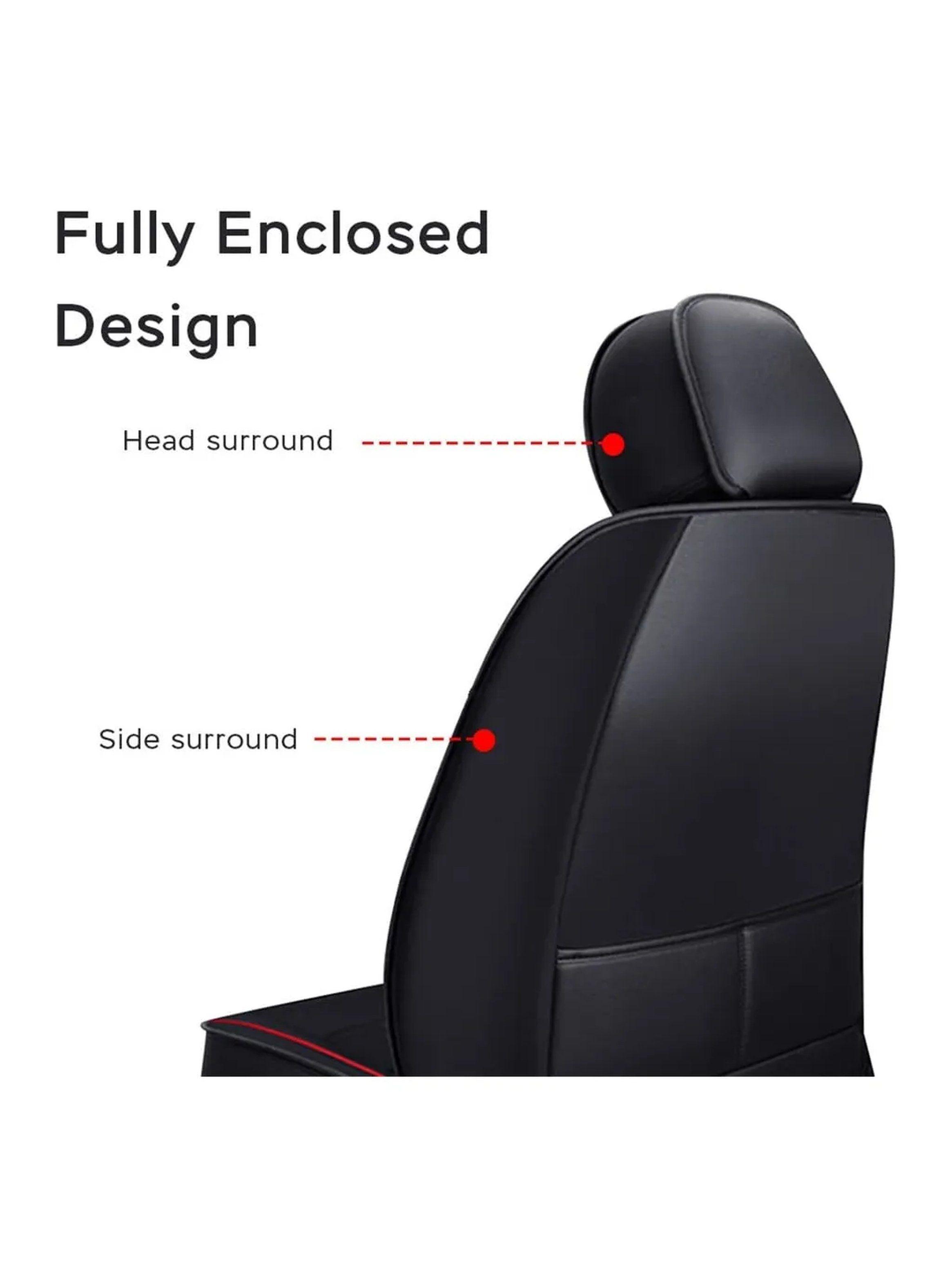 Cubiertas para Asientos de Auto Diseño Envolvente Cuero Negro-4