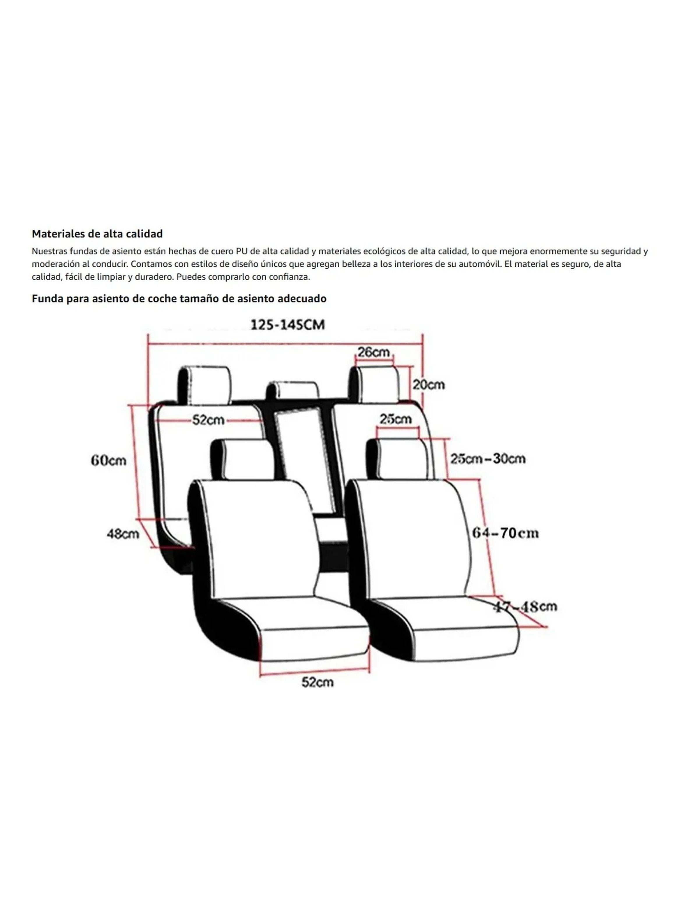 Cubiertas para Asientos de Auto Diseño Envolvente Cuero Negro-7