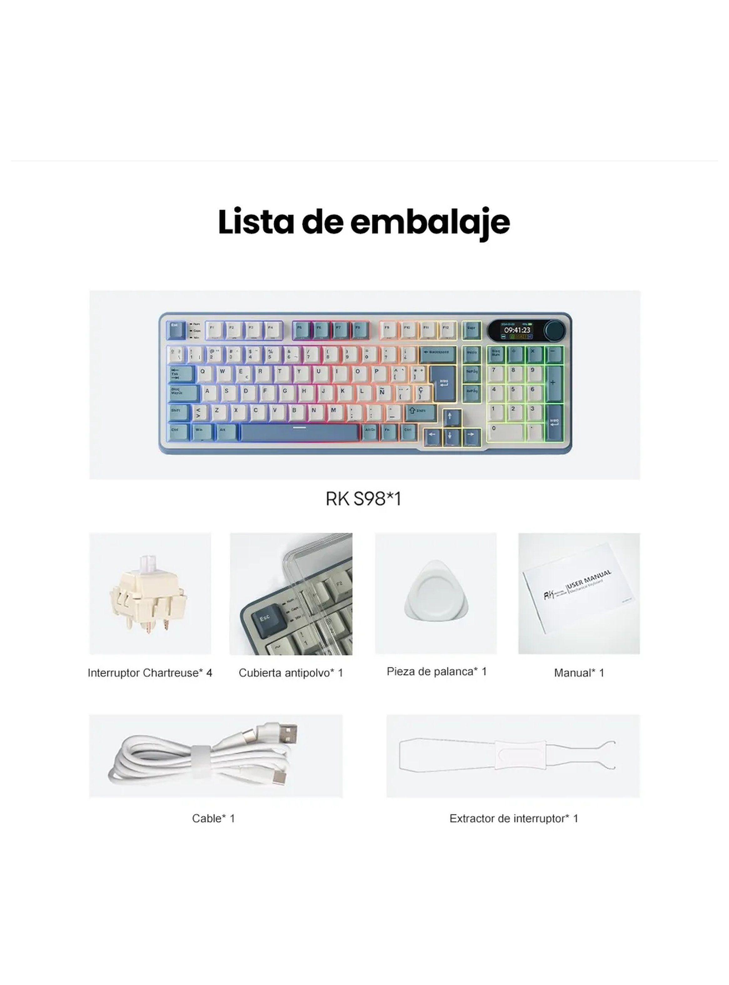 Teclado Mecánico RGB Bluetooth Cableado Pantalla TFT Multimodo -9