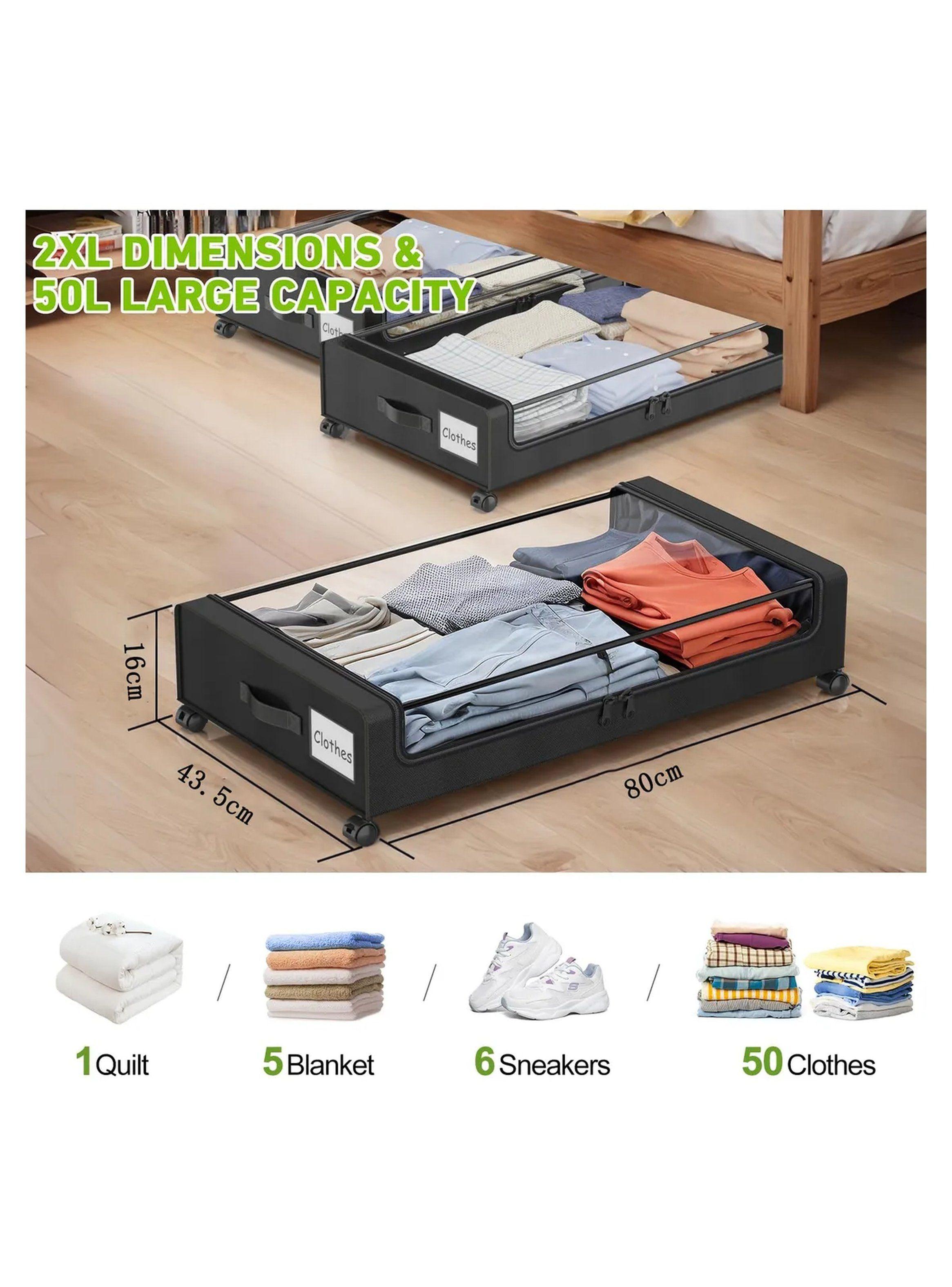 Cajón de Almacenamiento con Ruedas 360° Rota Tela Transparente-8