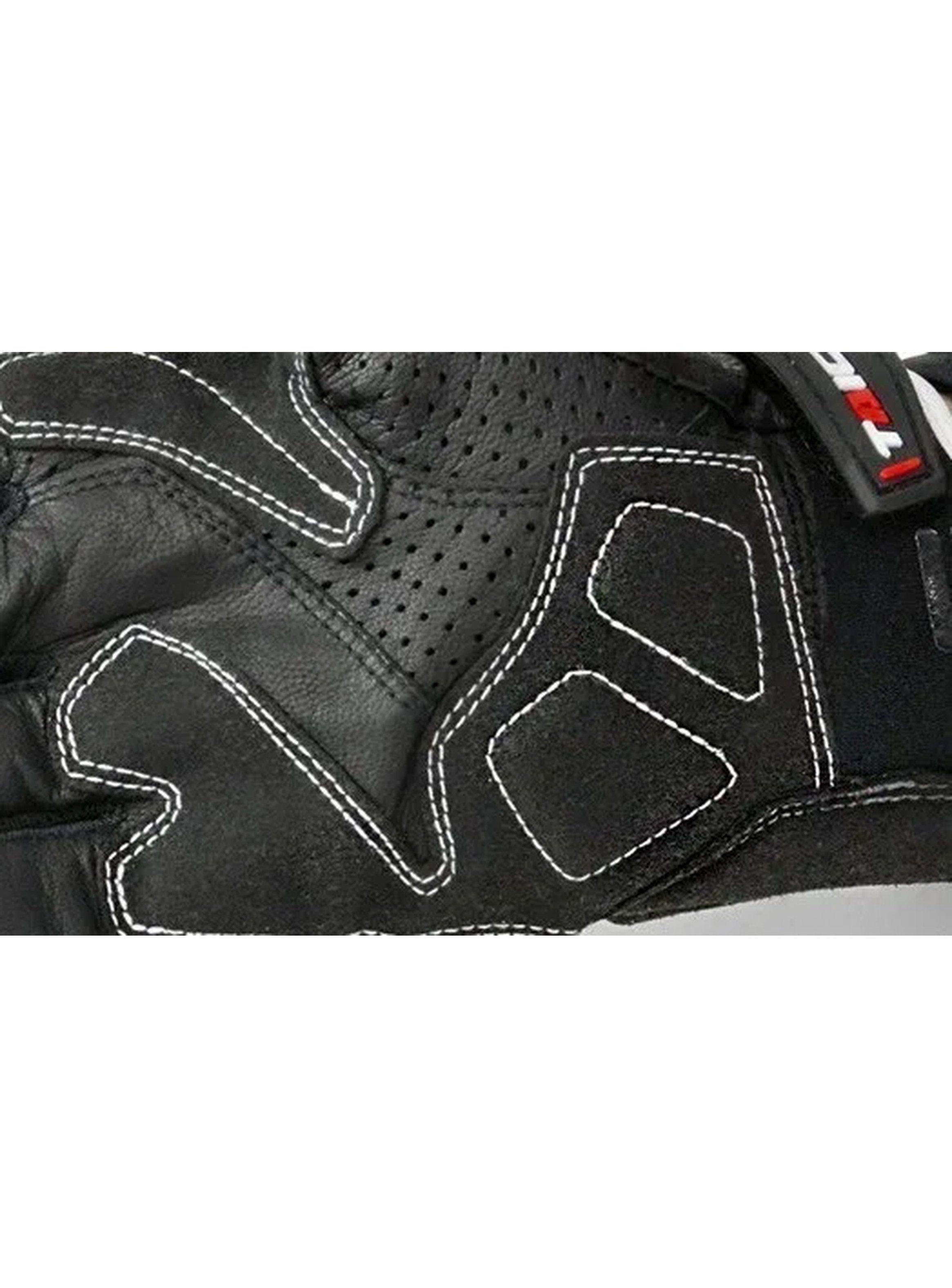 Guantes de Motocicleta Protección Carbono Perforados Blancos Y Negros-3