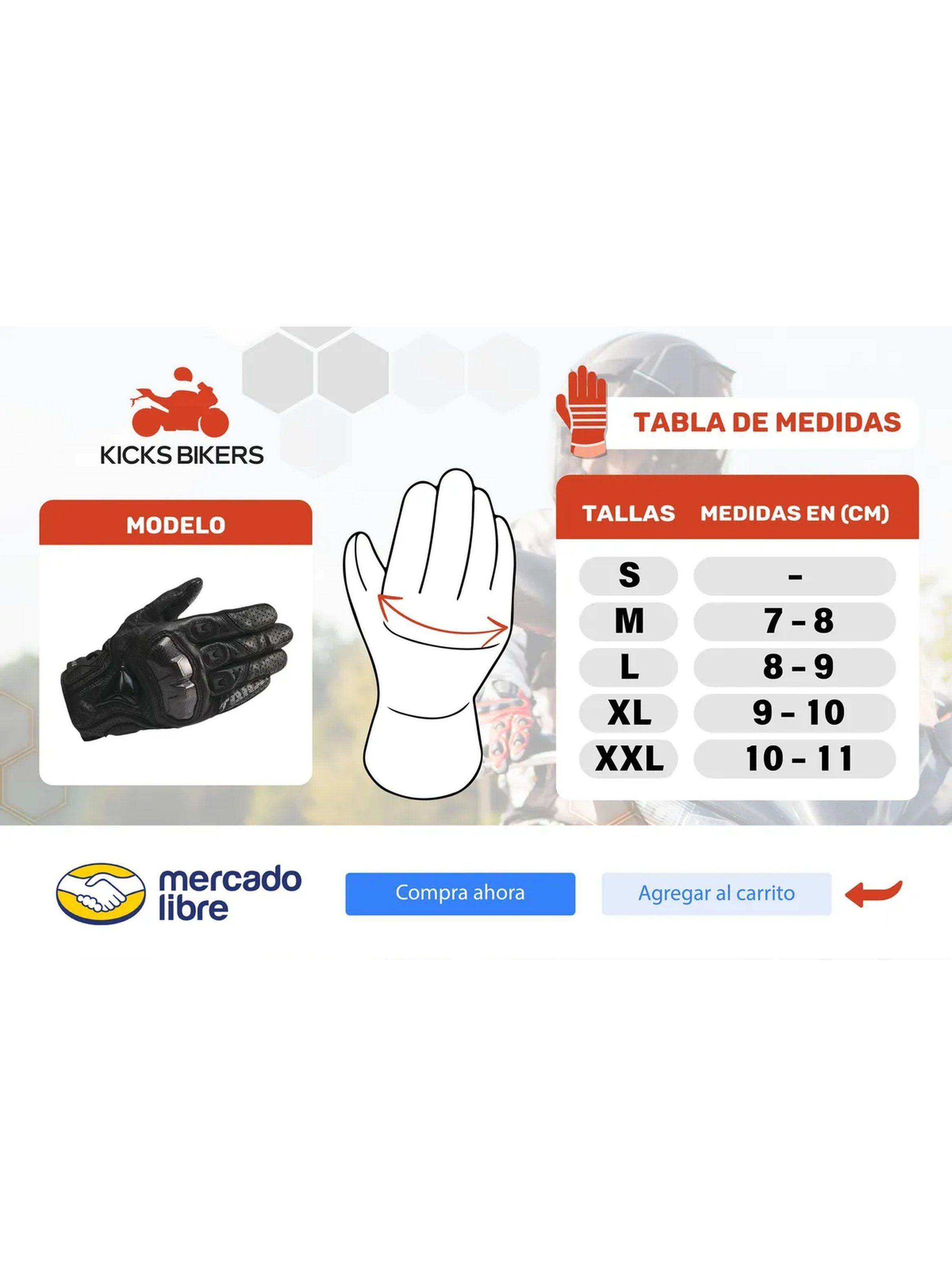 Guantes de Motocicleta Protección Carbono Perforados Blancos Y Negros-6