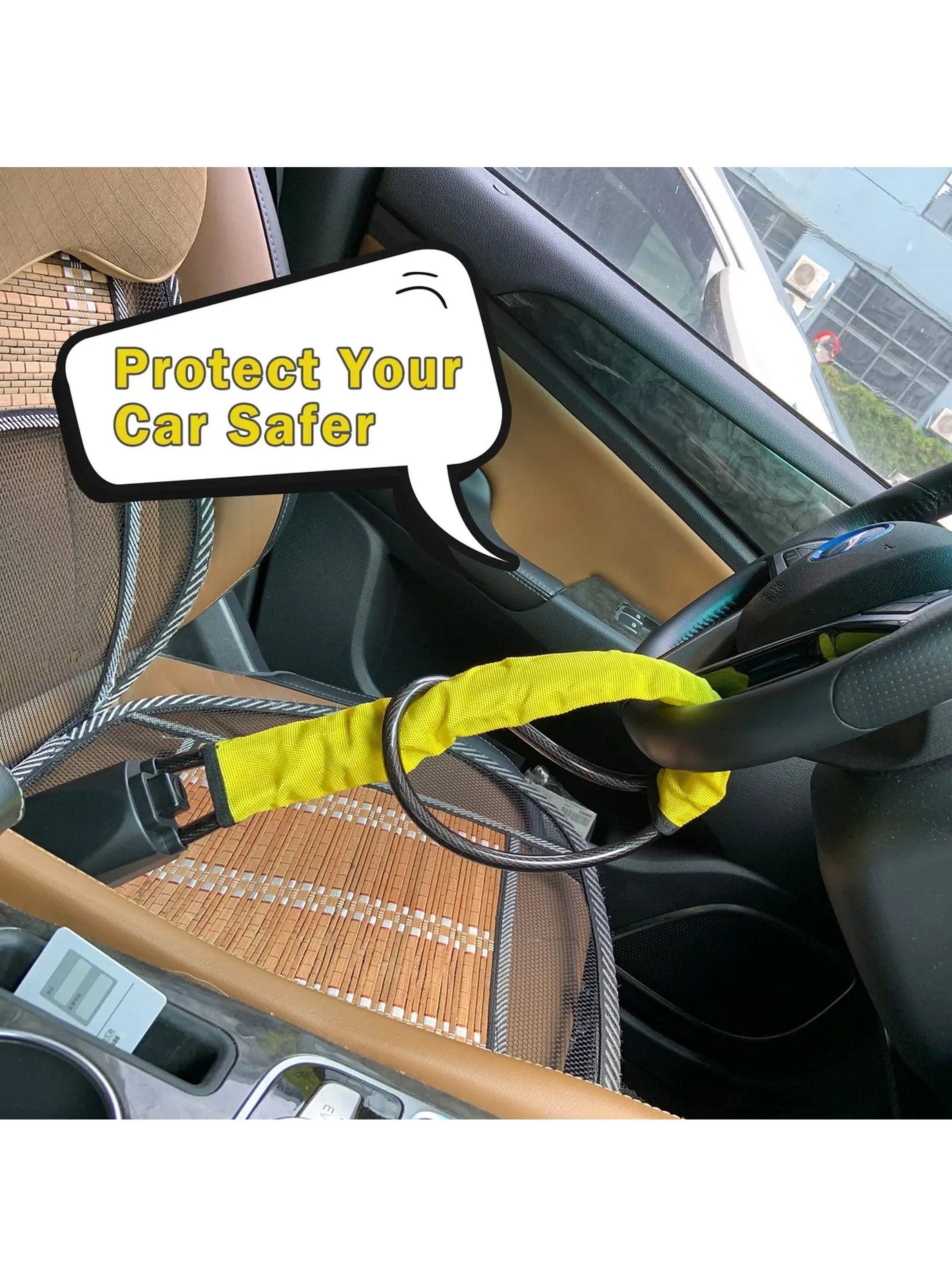 Candado Antirrobo para Volante Universal con Llaves Amarillo-2