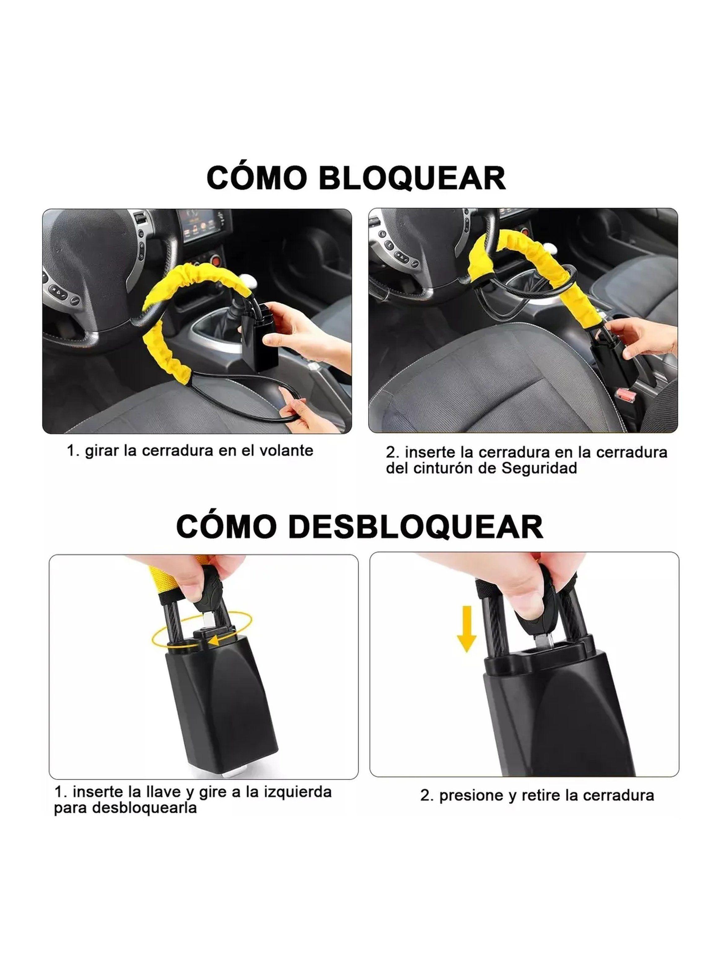Candado Antirrobo para Volante Universal con Llaves Amarillo-5