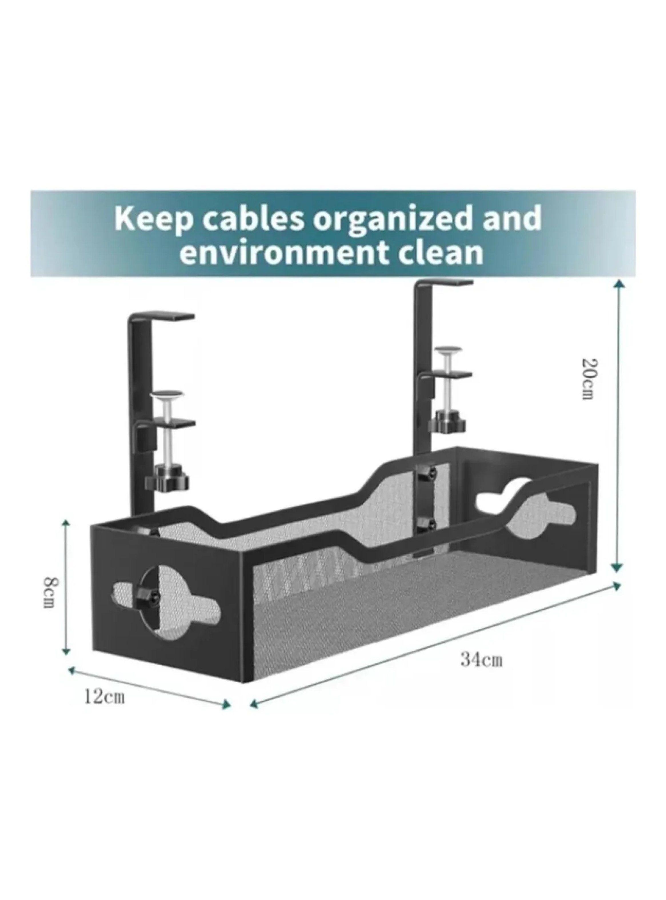 Organizador de Cables de Escritorio Metálico Ajustable Negro-4
