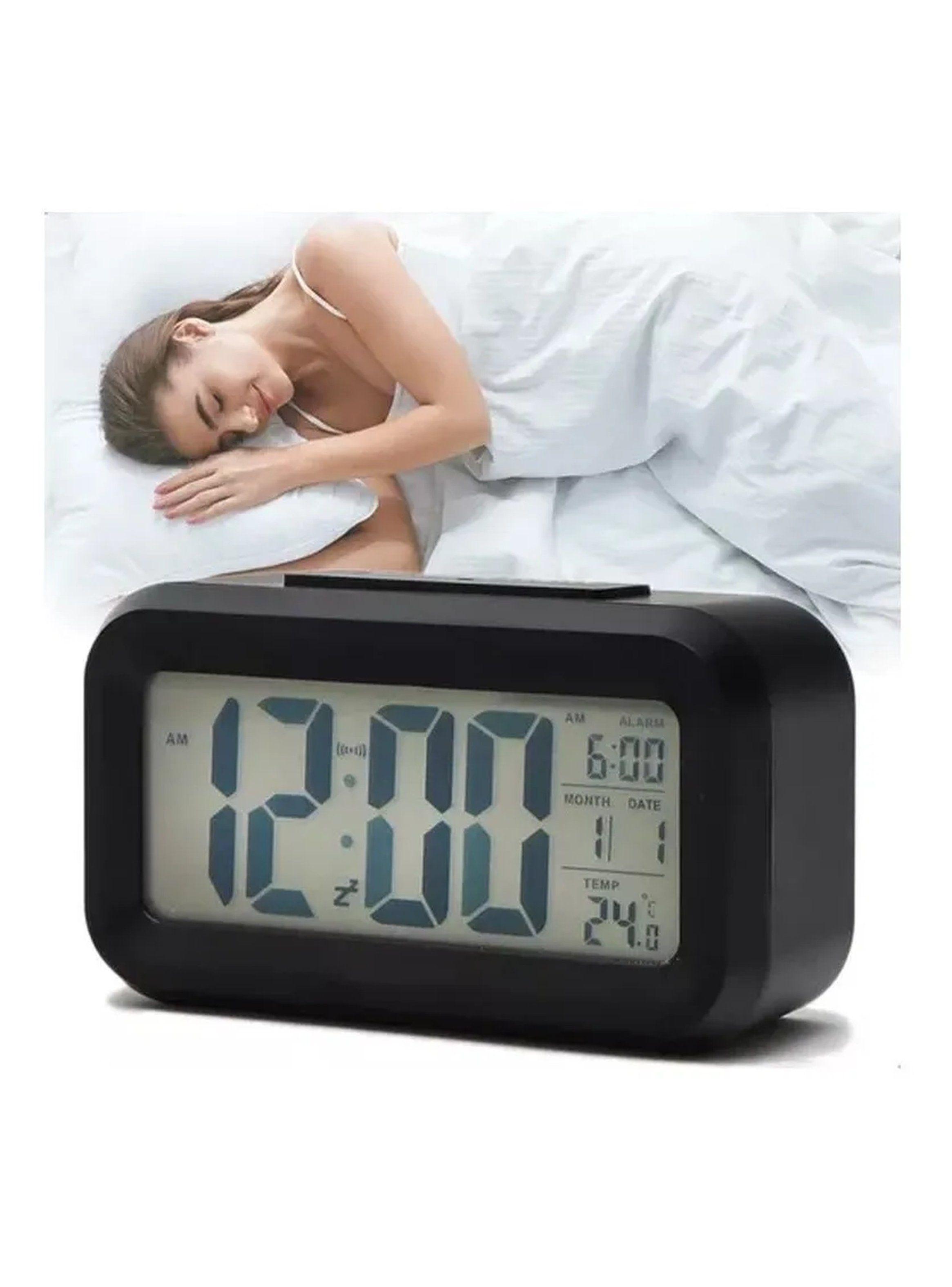 Reloj Despertador Digital Pantalla LCD Alarma Fecha Temperatura Negro-4
