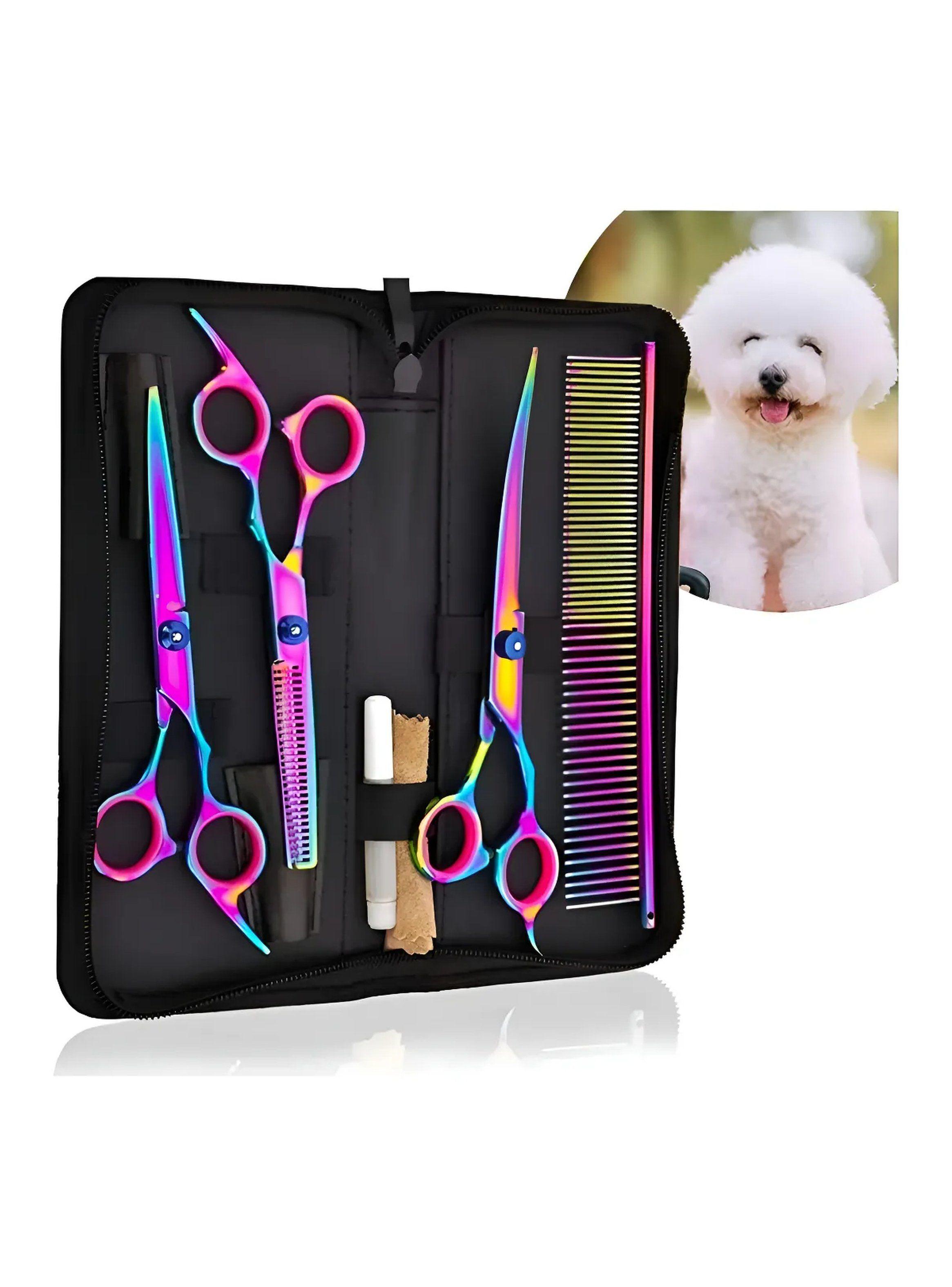 Set De Tijeras Para Mascotas Acero Inoxidable Iridiscente 5 Piezas -0