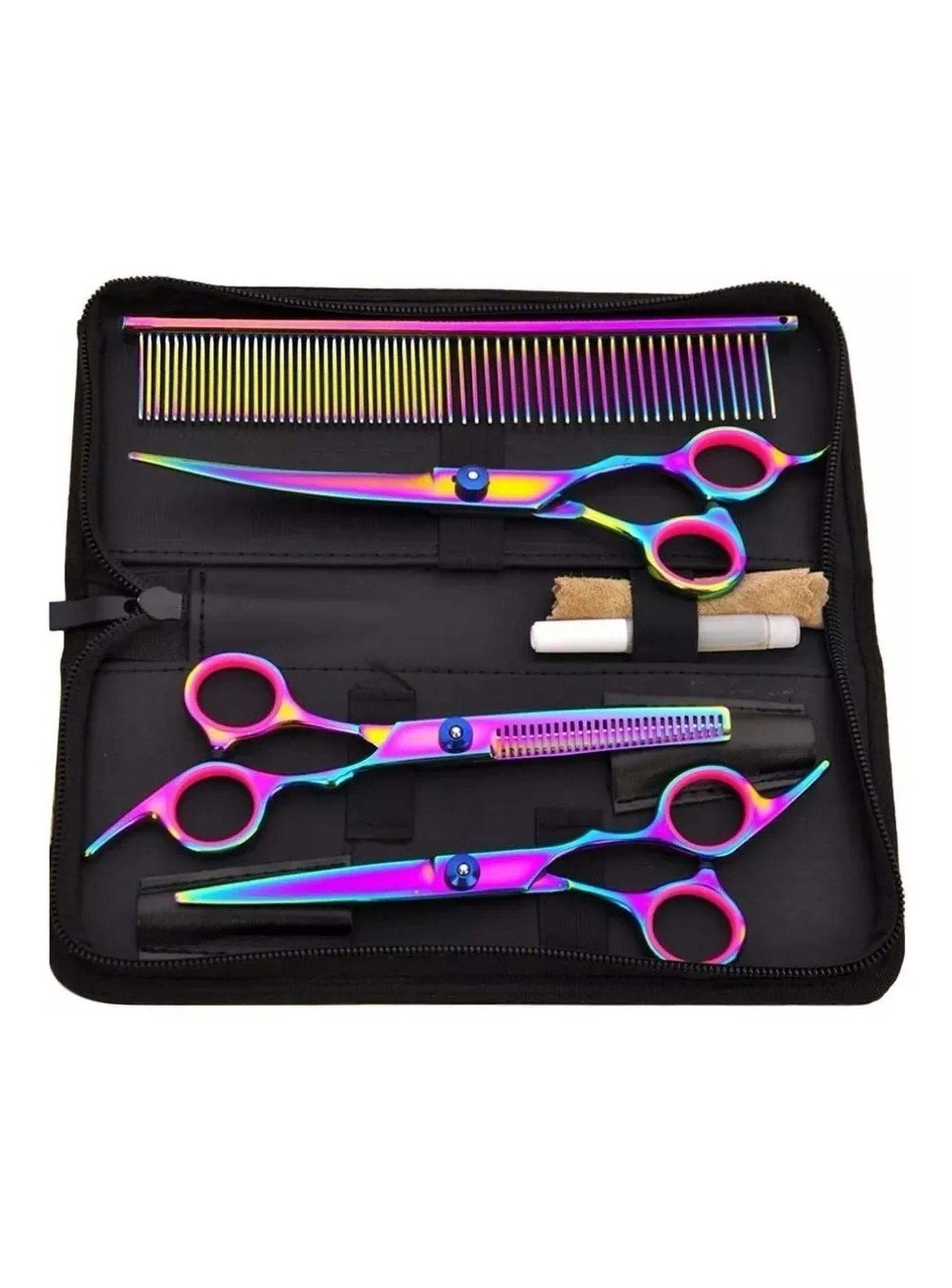 Set De Tijeras Para Mascotas Acero Inoxidable Iridiscente 5 Piezas -1