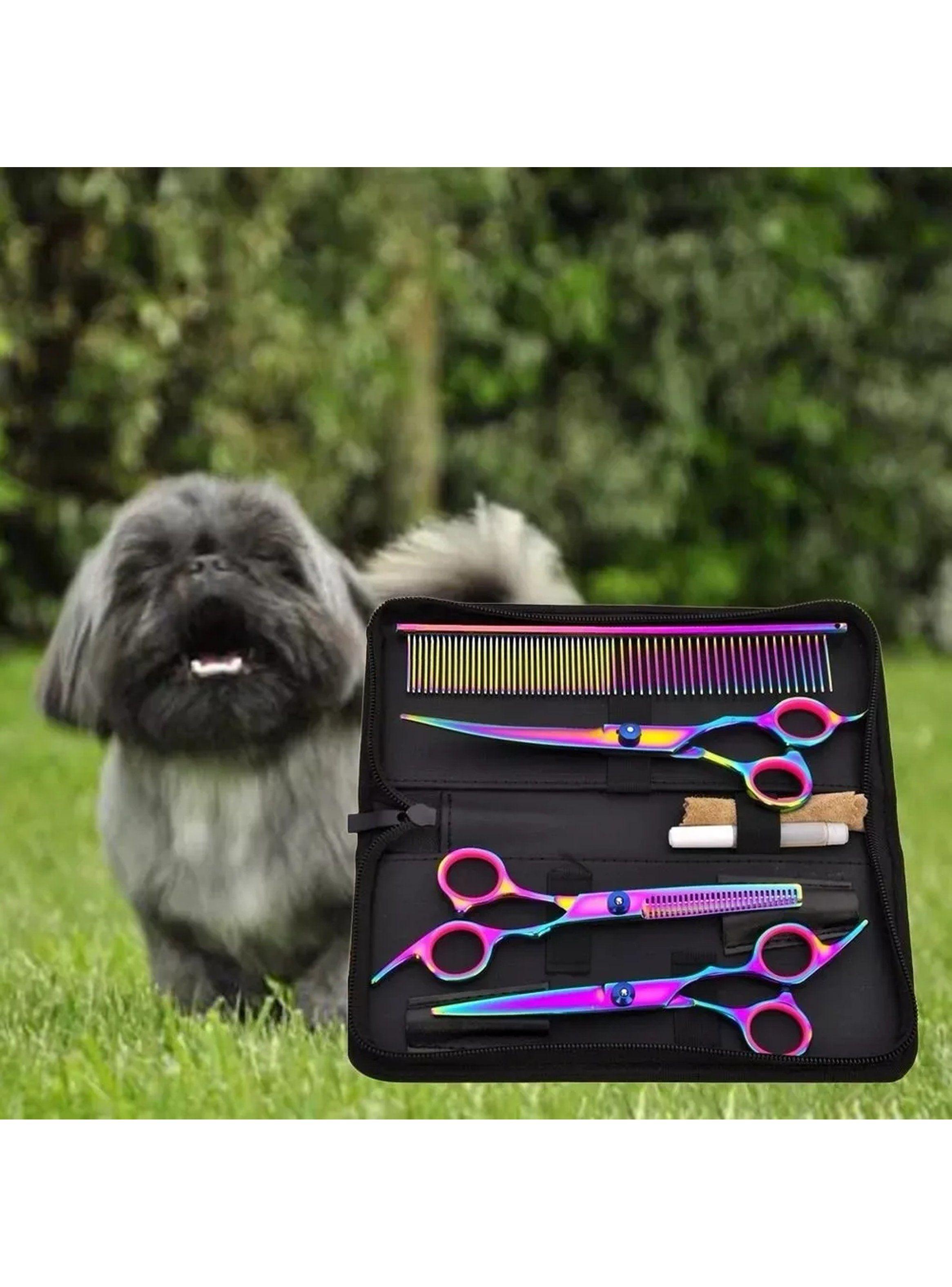 Set De Tijeras Para Mascotas Acero Inoxidable Iridiscente 5 Piezas -2