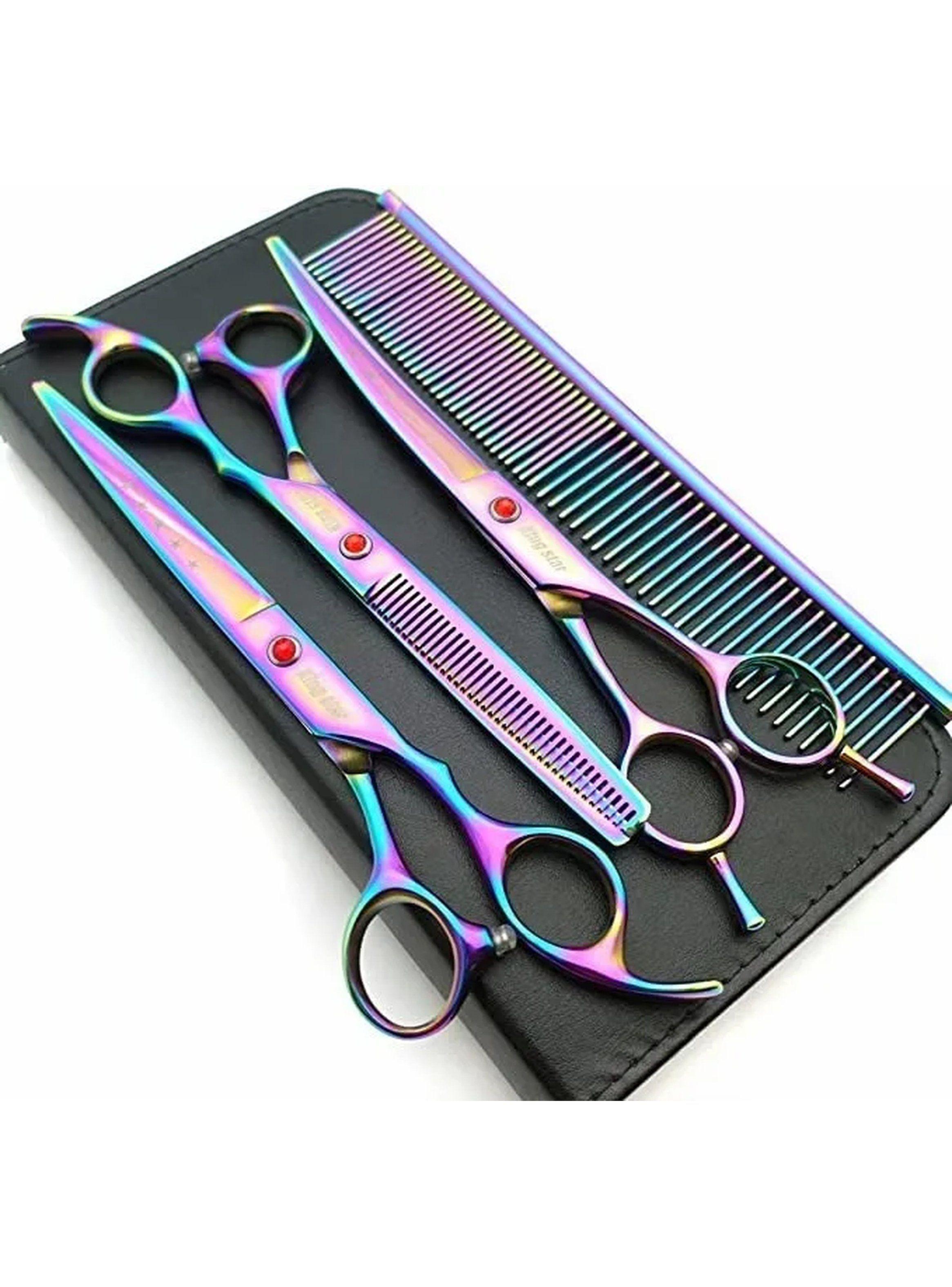 Set De Tijeras Para Mascotas Acero Inoxidable Iridiscente 5 Piezas -3