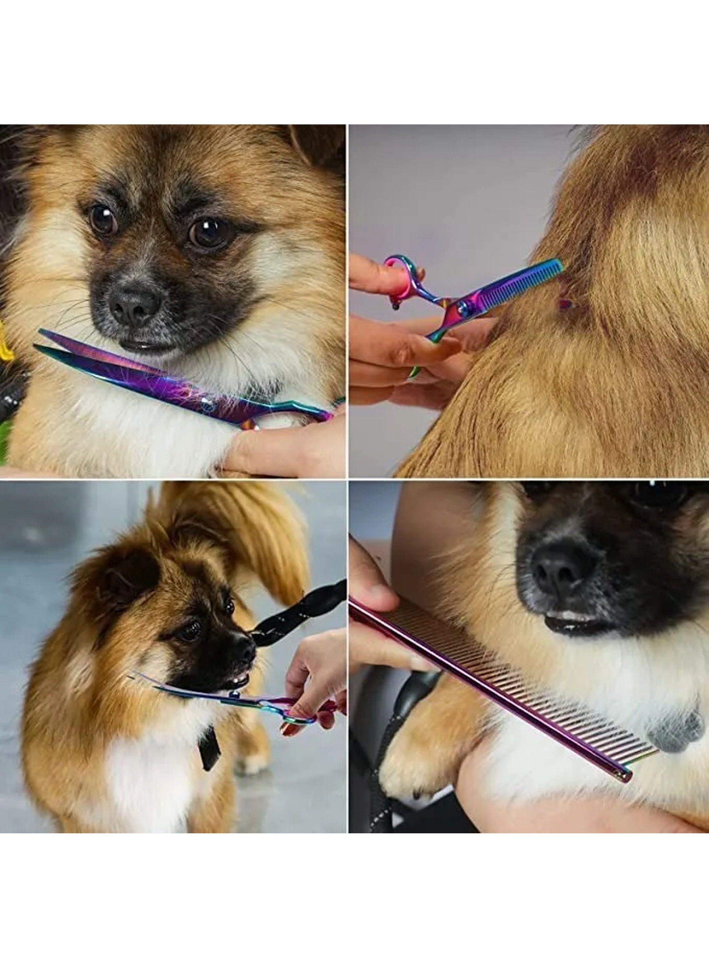 Set De Tijeras Para Mascotas Acero Inoxidable Iridiscente 5 Piezas -4