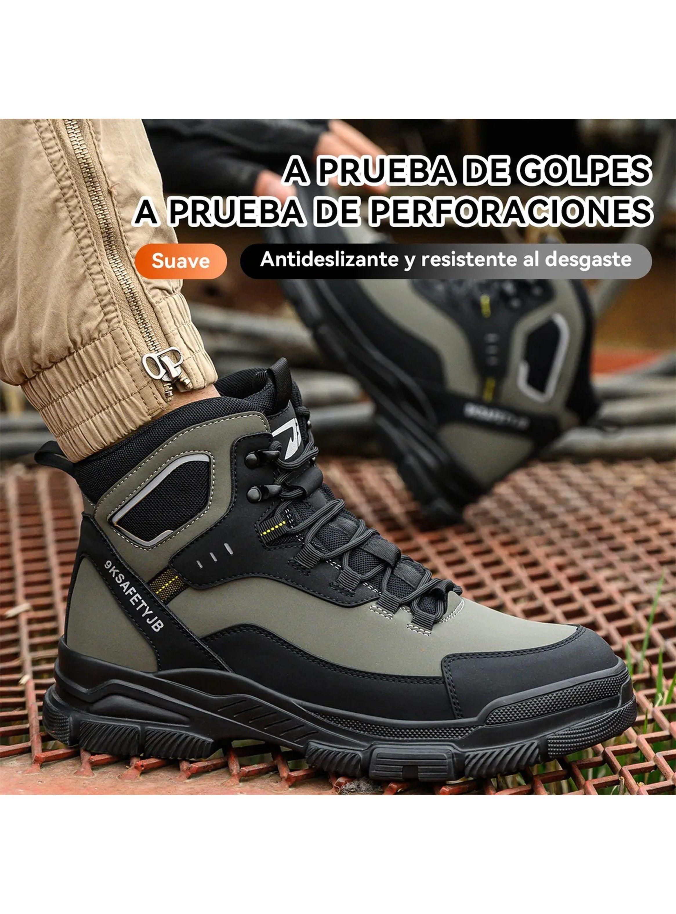 Botas de Seguridad Punta de Acero Antideslizantes Resistentes Verde-1