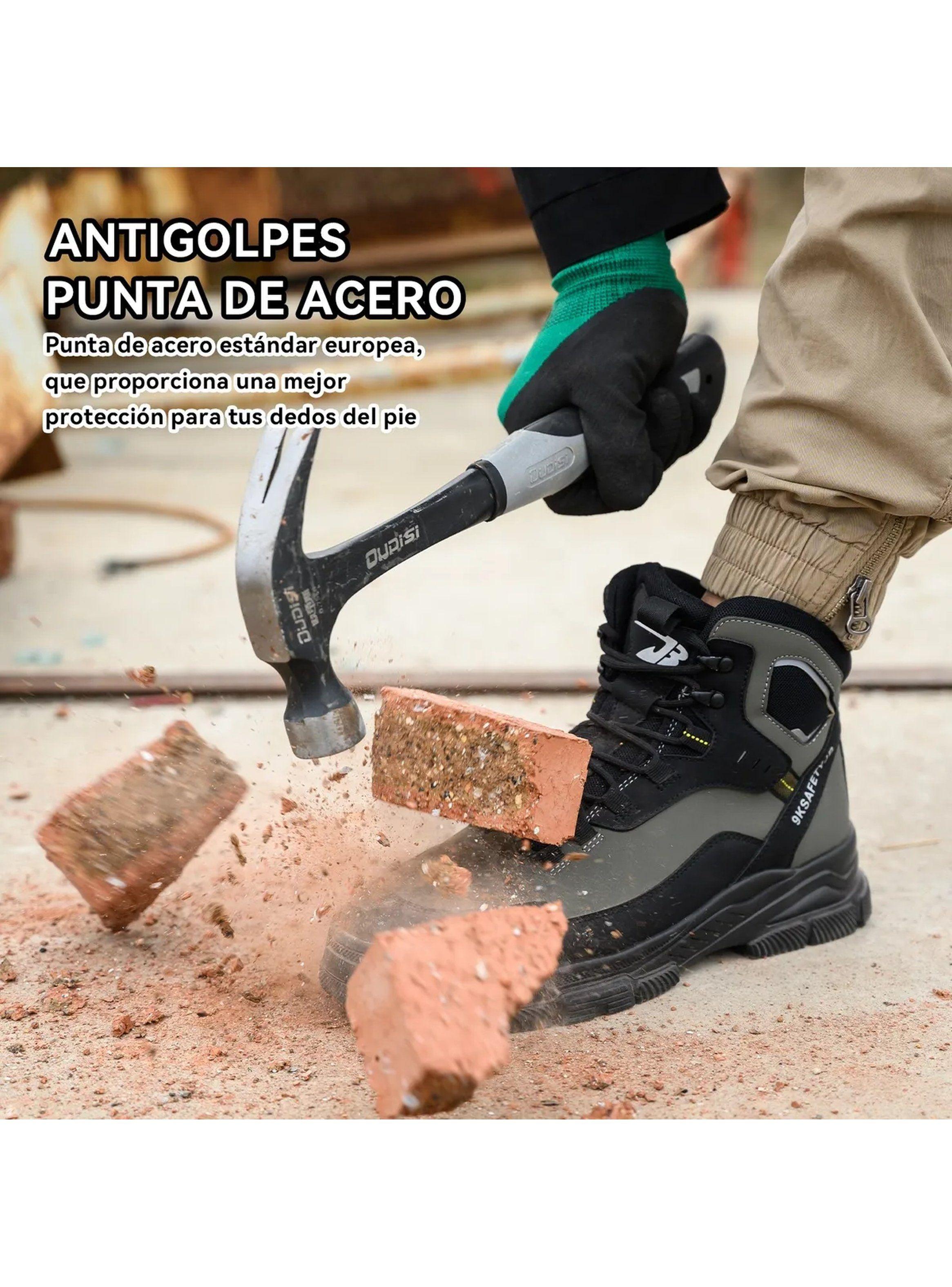 Botas de Seguridad Punta de Acero Antideslizantes Resistentes Verde-2