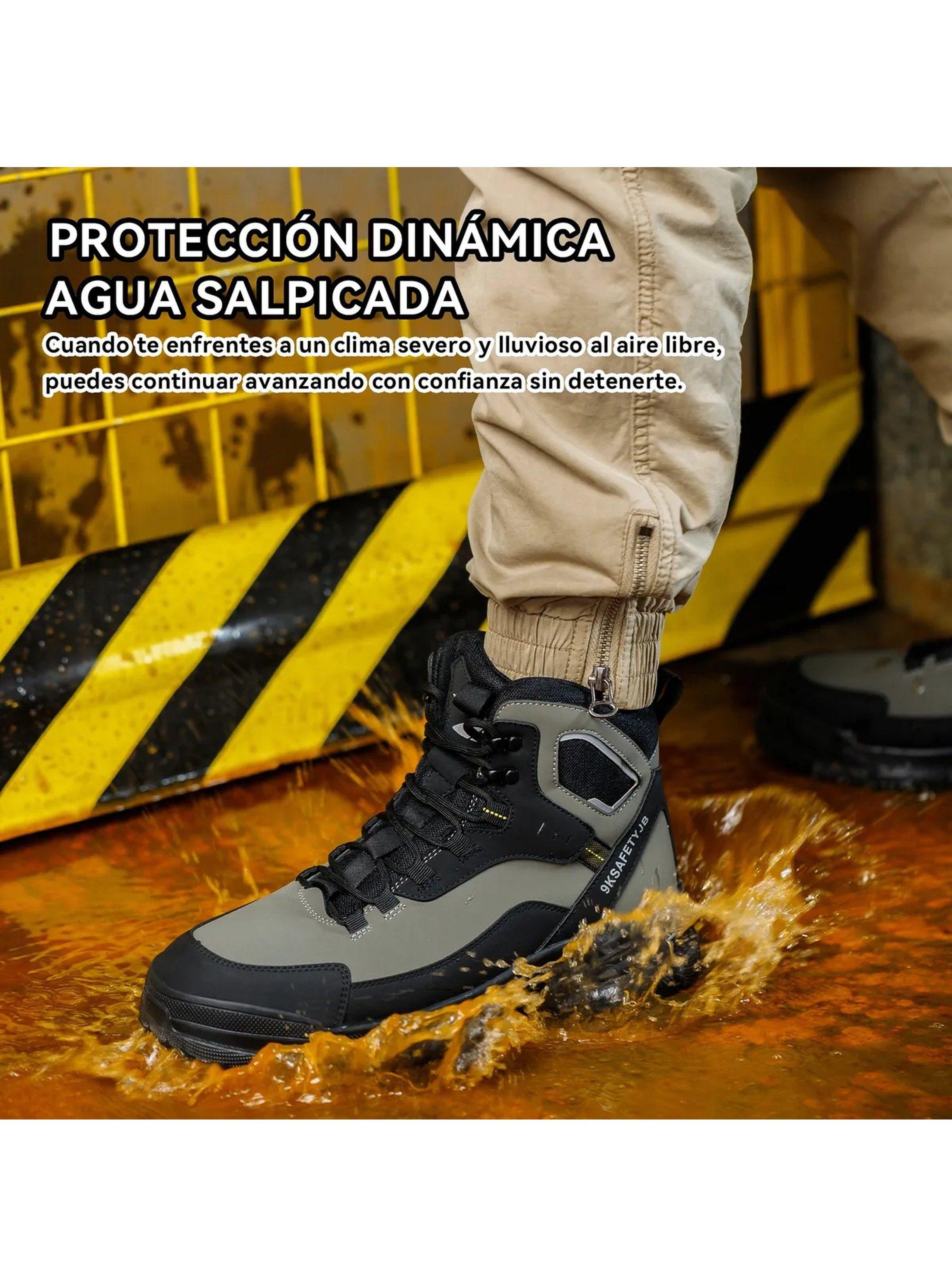 Botas de Seguridad Punta de Acero Antideslizantes Resistentes Verde-4