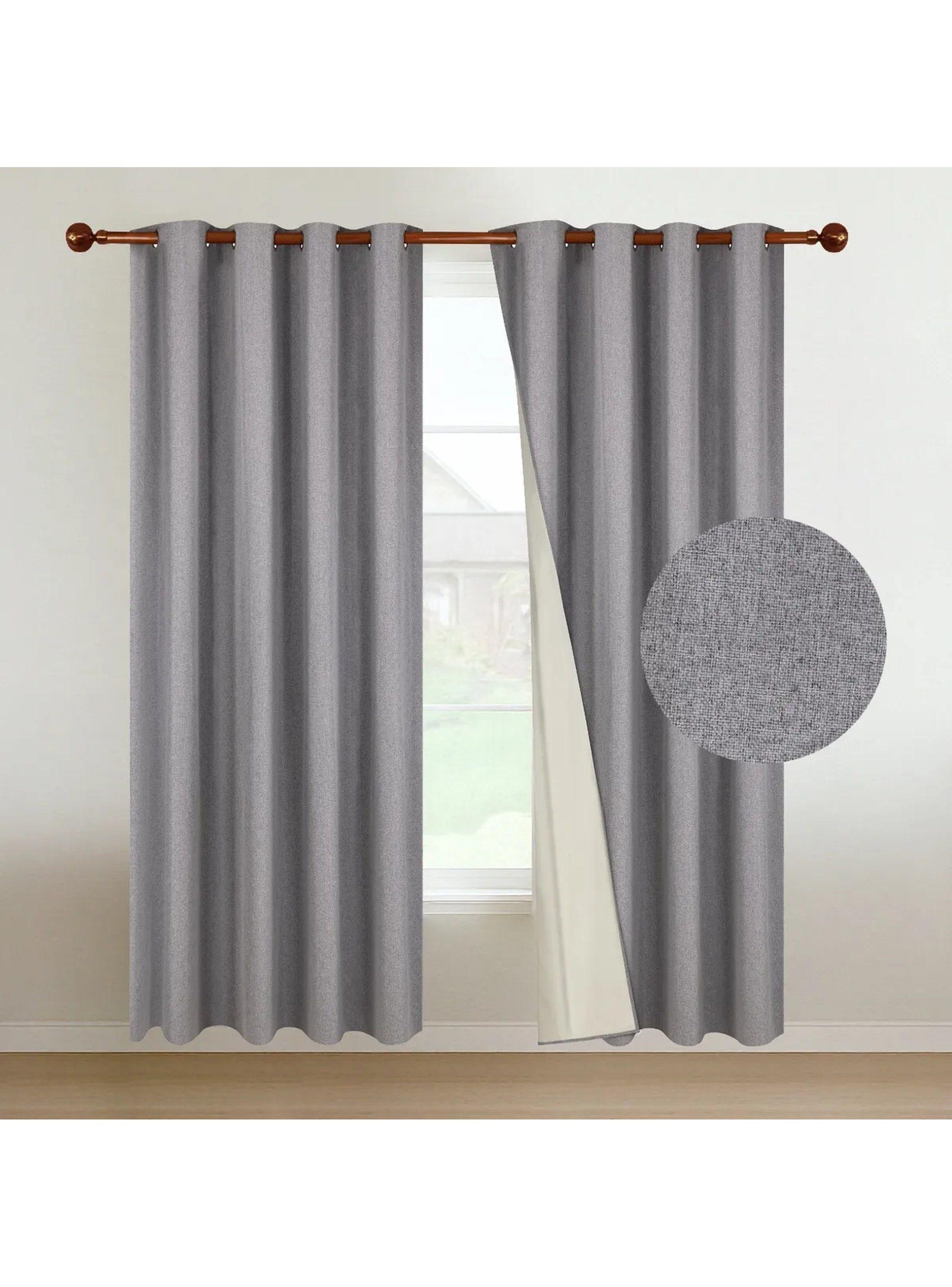 Cortinas Blackout 100% Tejido Texturizado Gris-0