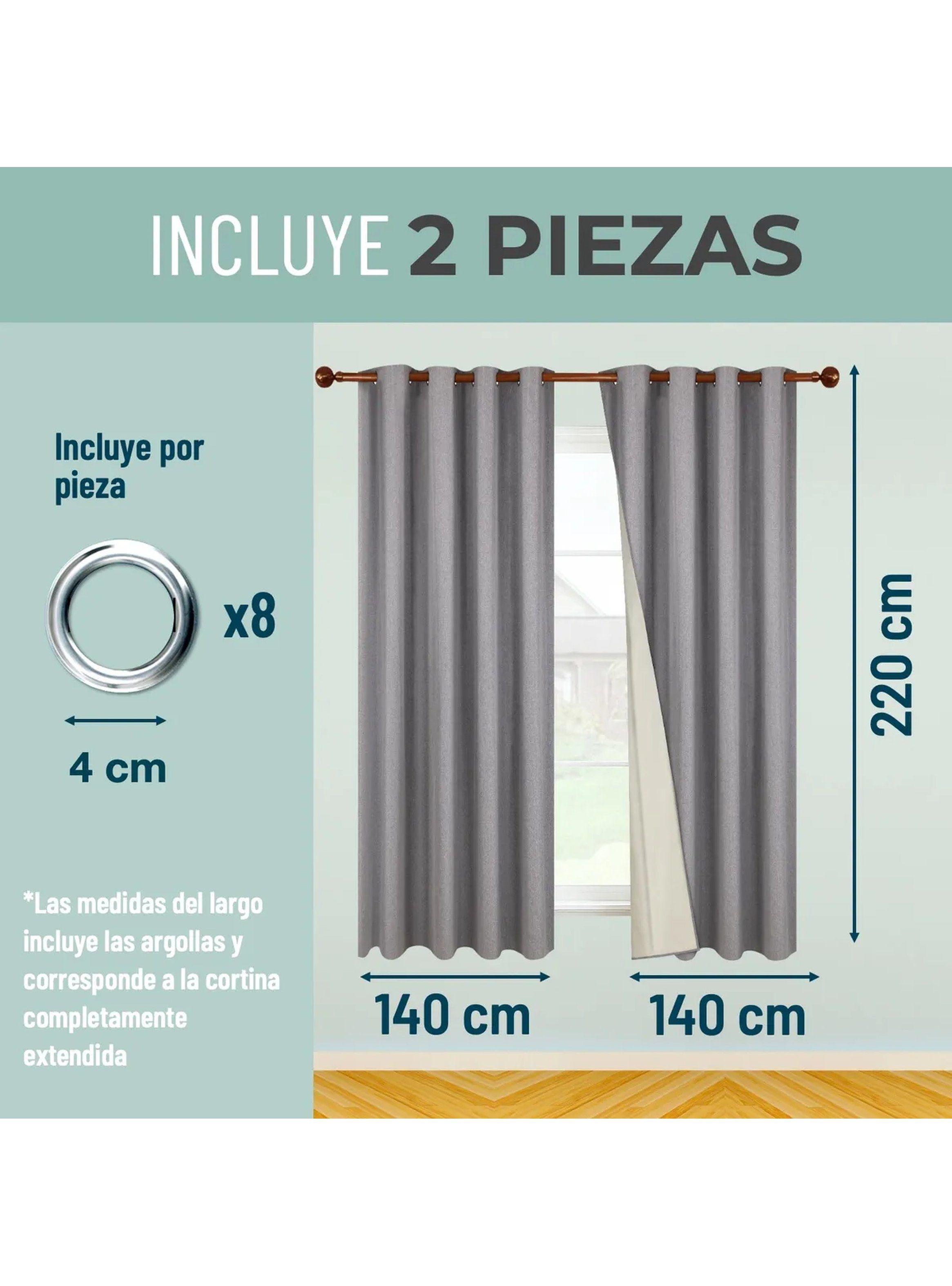 Cortinas Blackout 100% Tejido Texturizado Gris-3