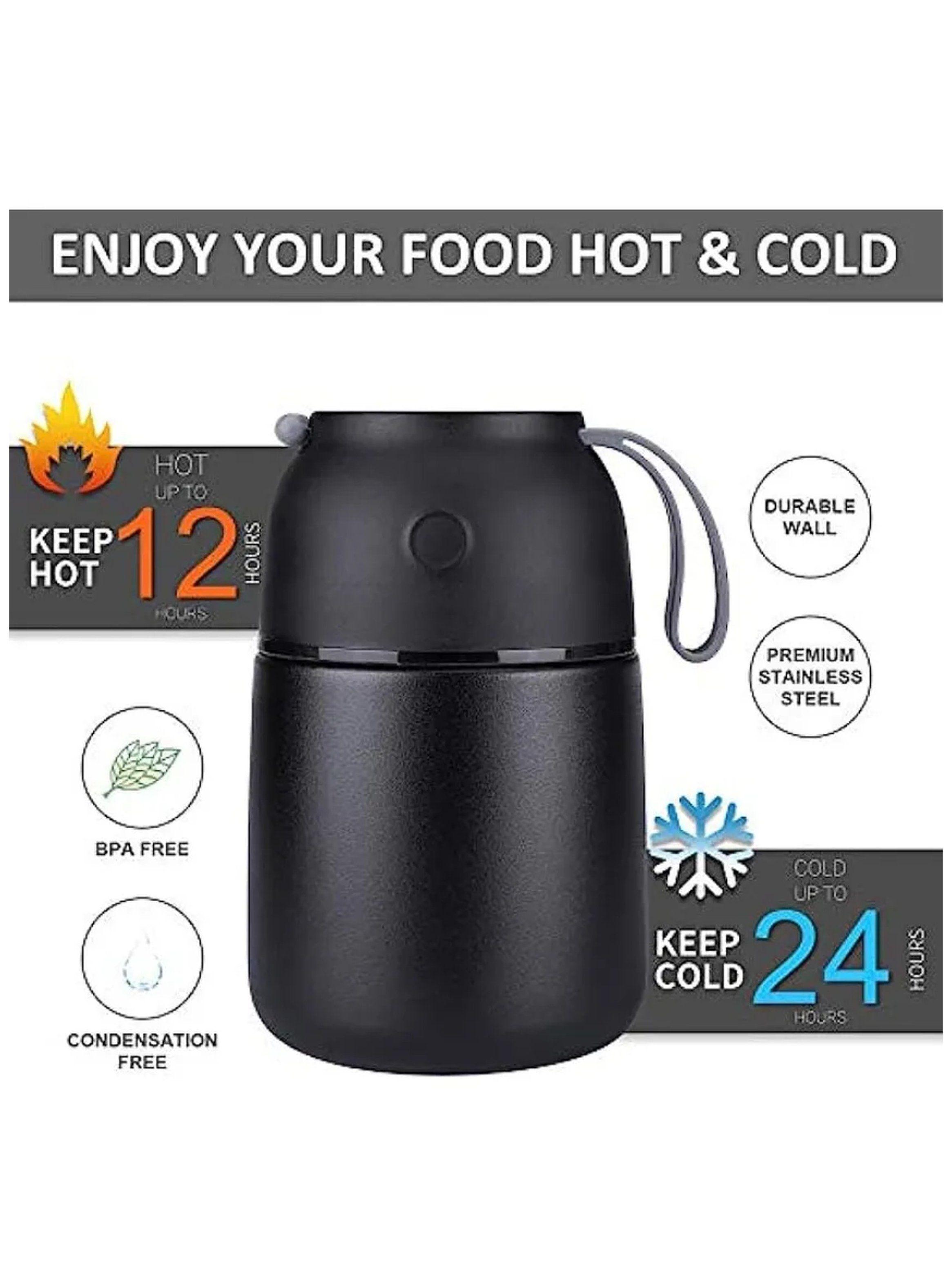 Termo de Acero Inoxidable 12h Caliente 24h Frío 500ml Negro-2