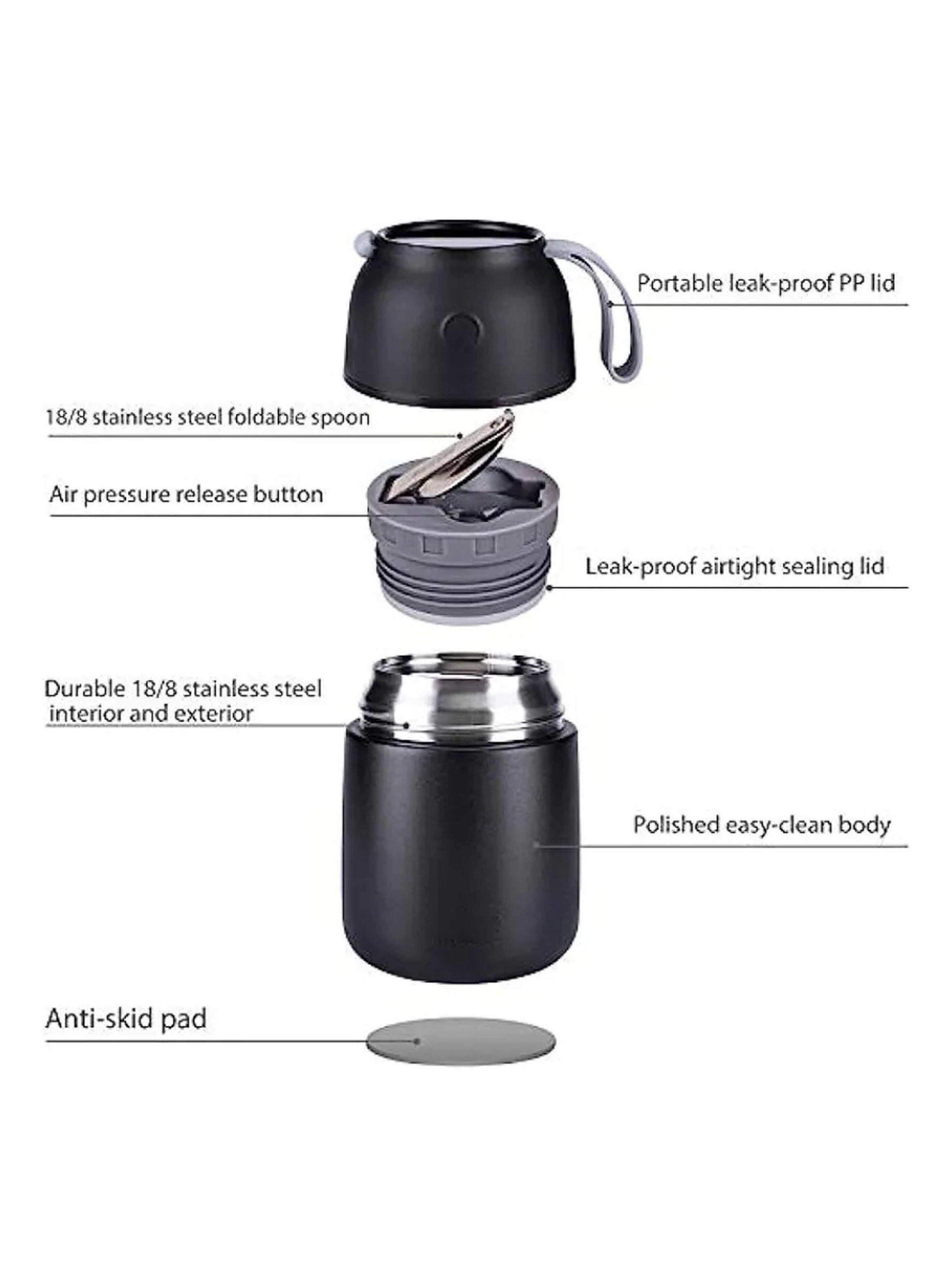 Termo de Acero Inoxidable 12h Caliente 24h Frío 500ml Negro-3