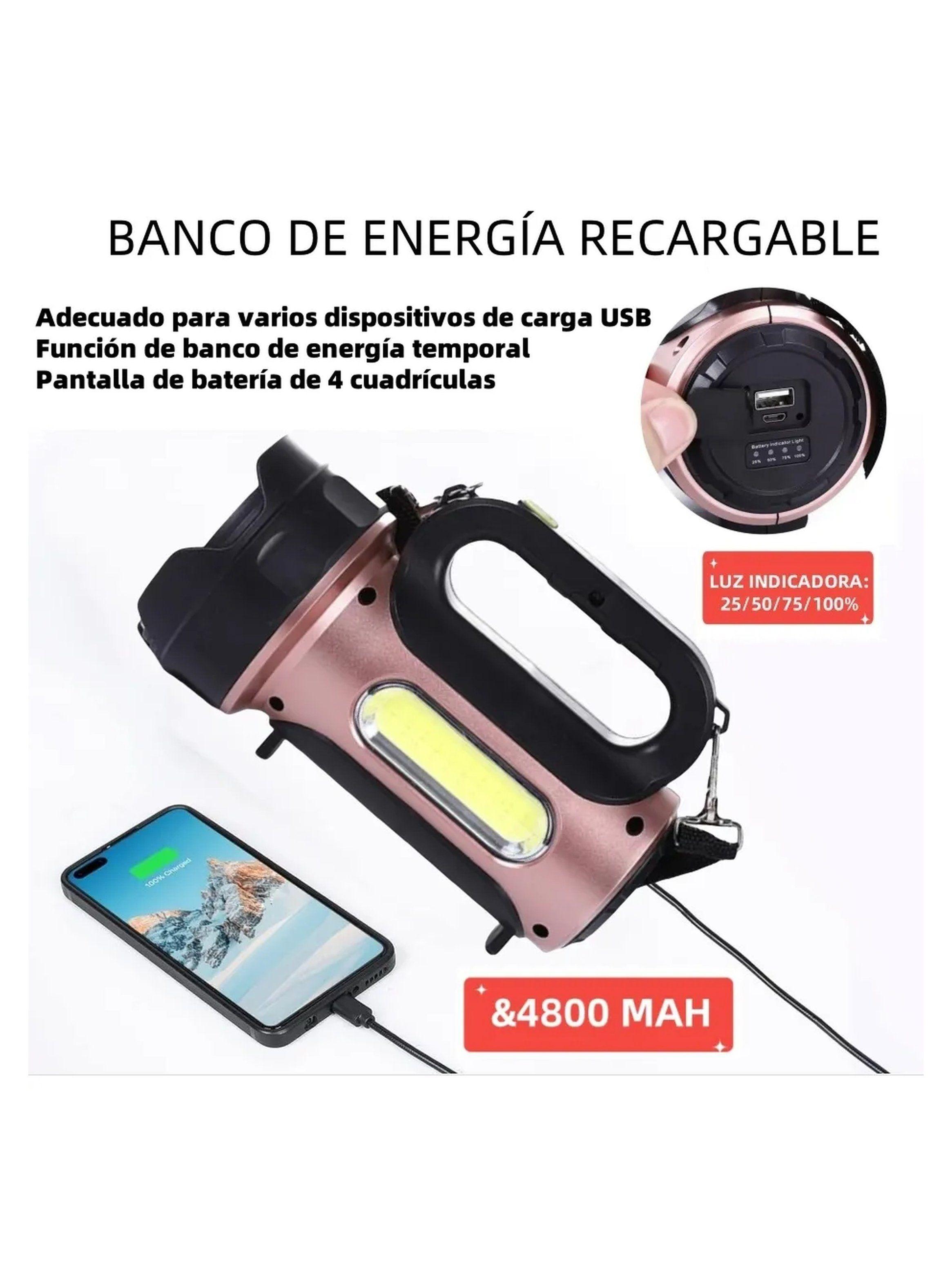 Linterna Recargable Solar LED COB Alta Potencia Portátil-7