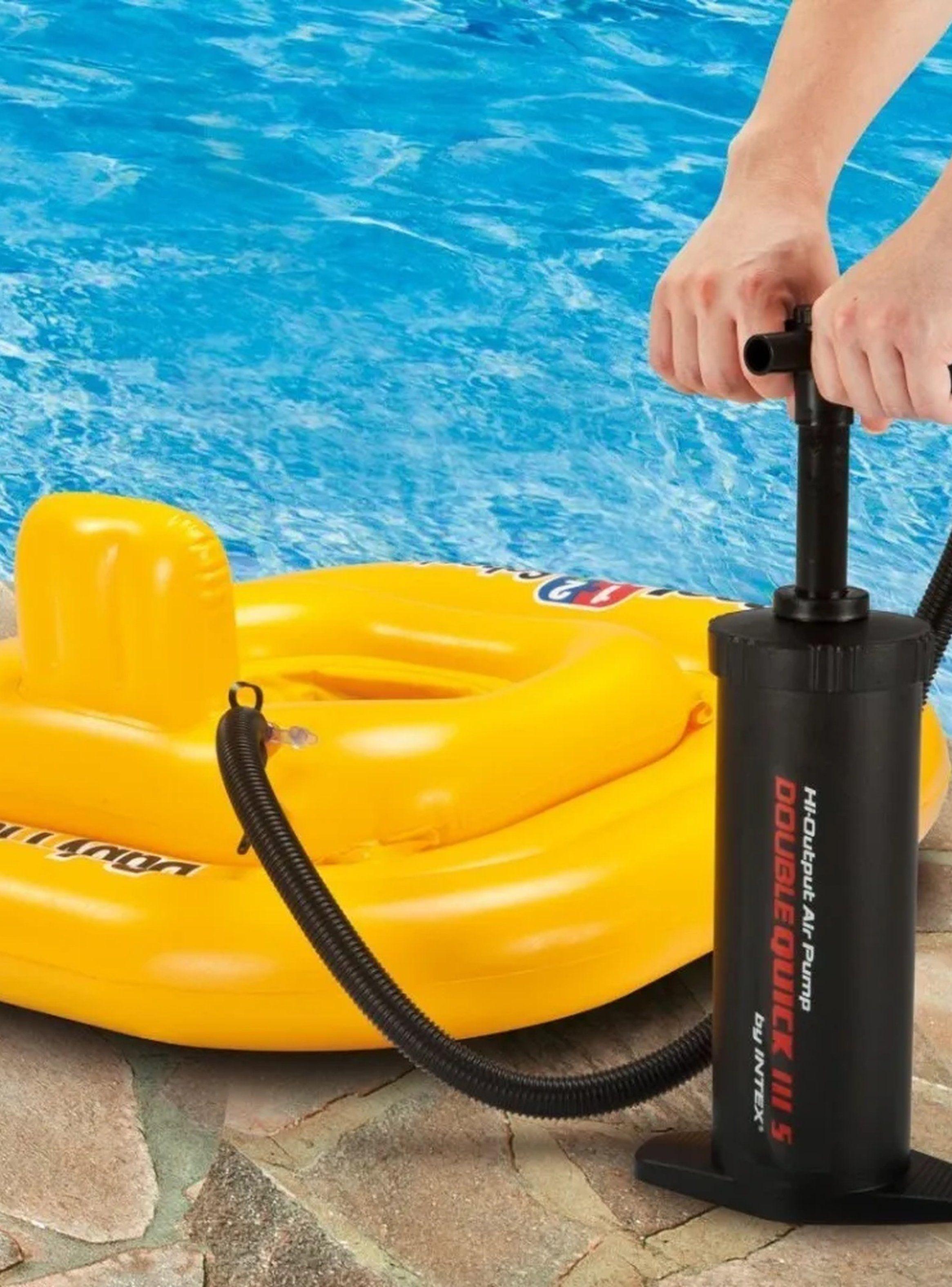 Bomba de Aire Manual Doble Acción Portátil Plástica Negra-3