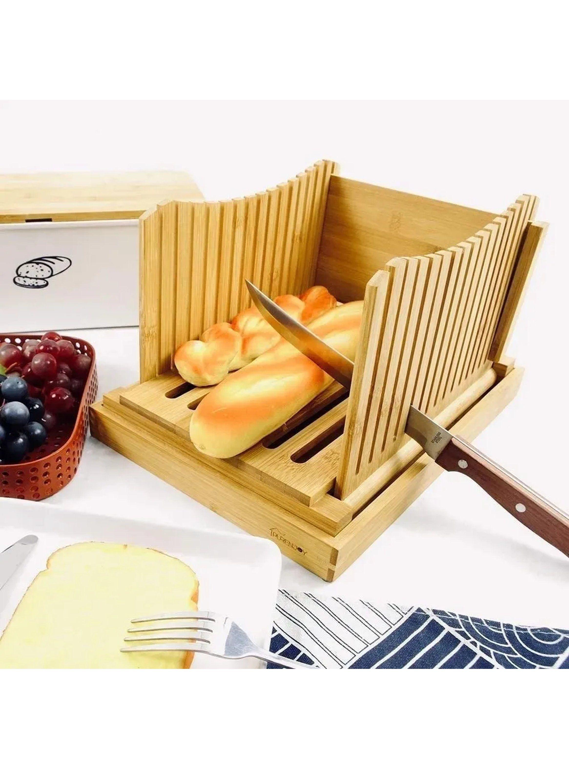 Cortador de Pan de Bambú Ajustable Ranurado-5