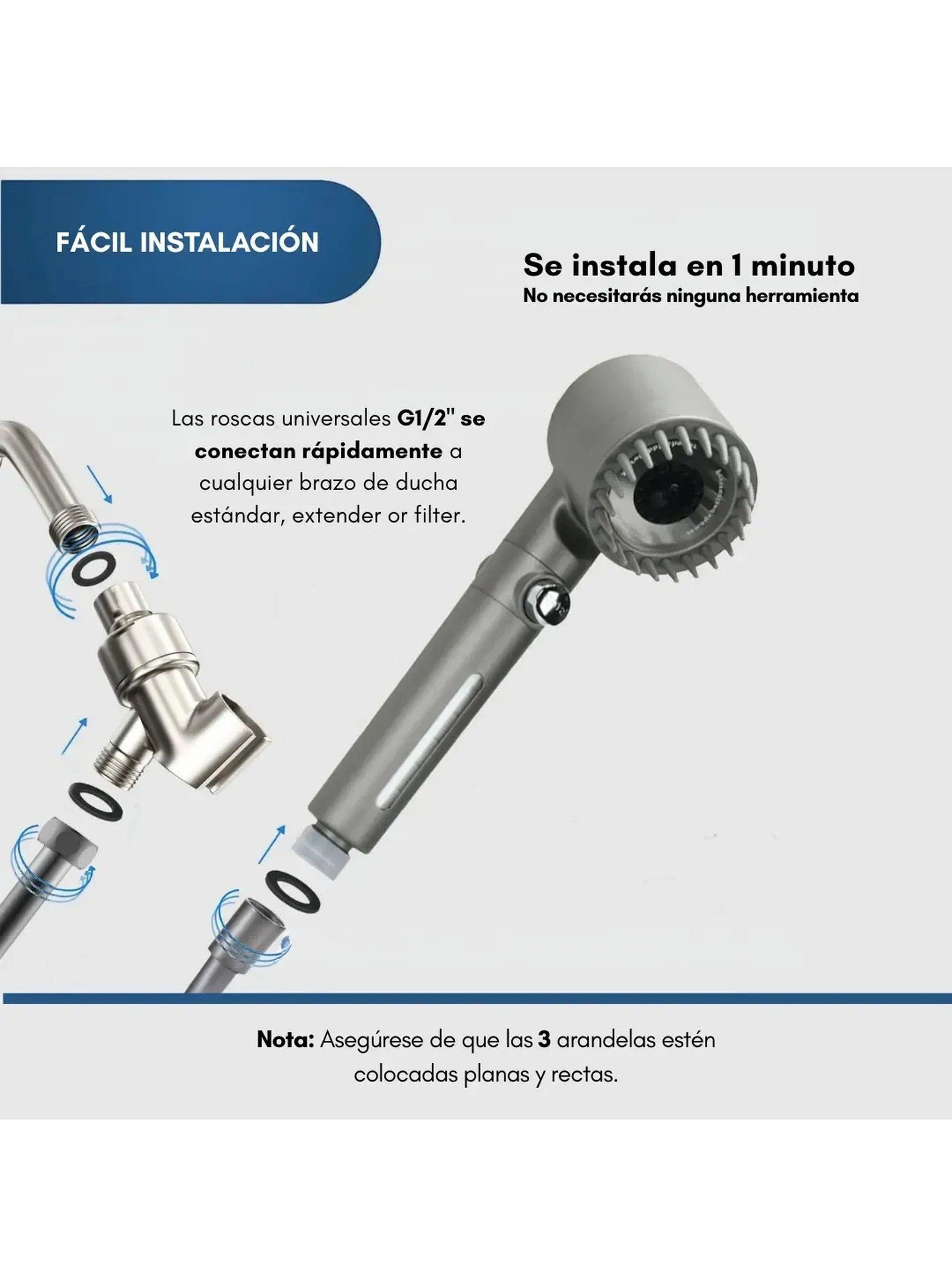 Cabezal De Ducha Multifuncional Alta Presión Con Filtros Reemplazables-3
