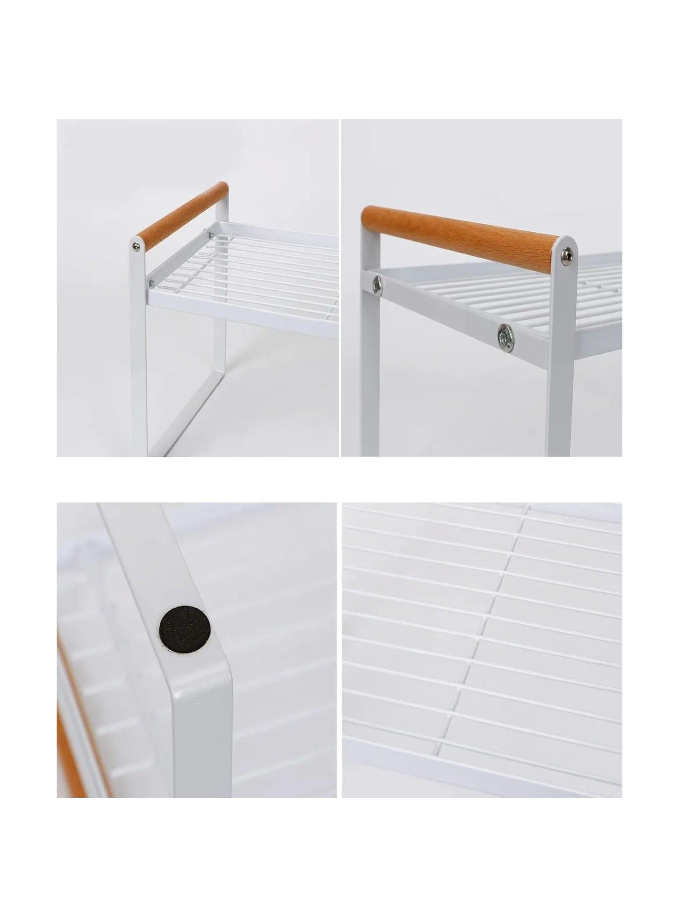 Estante de Cocina Metálico con Asas de Madera Blanco 51cm-2