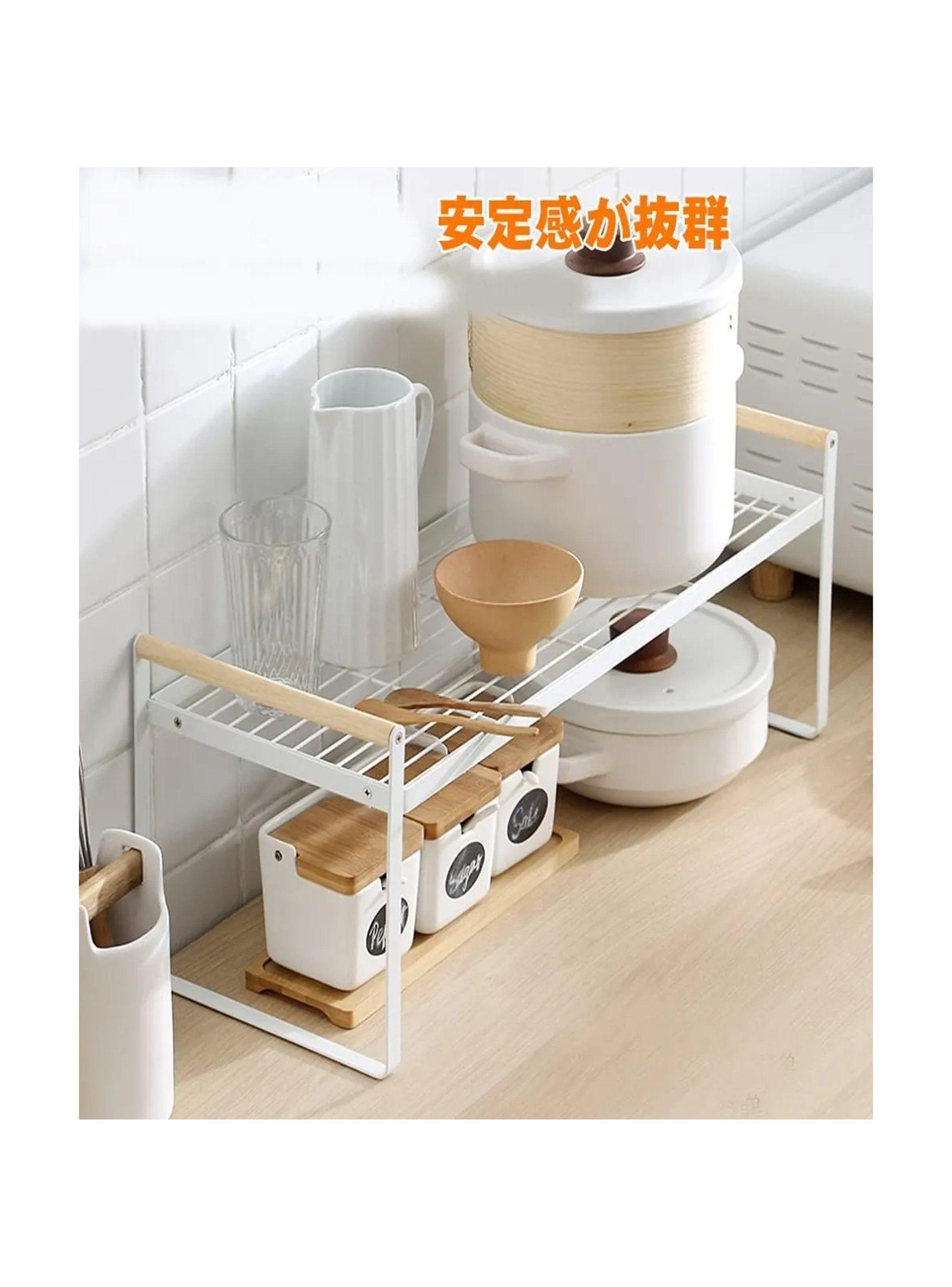 Estante de Cocina Metálico con Asas de Madera Blanco 51cm-3