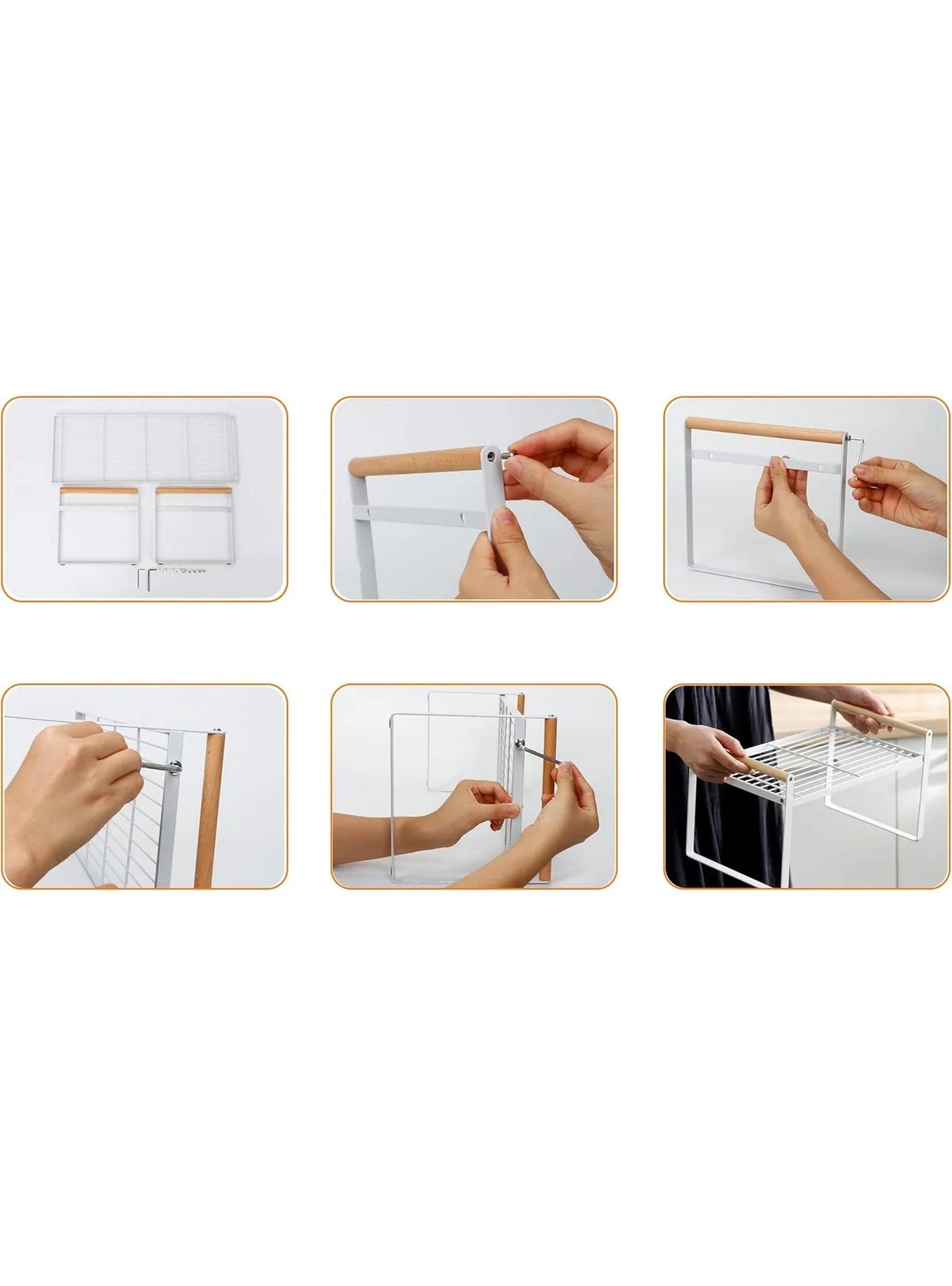 Estante de Cocina Metálico con Asas de Madera Blanco 51cm-6