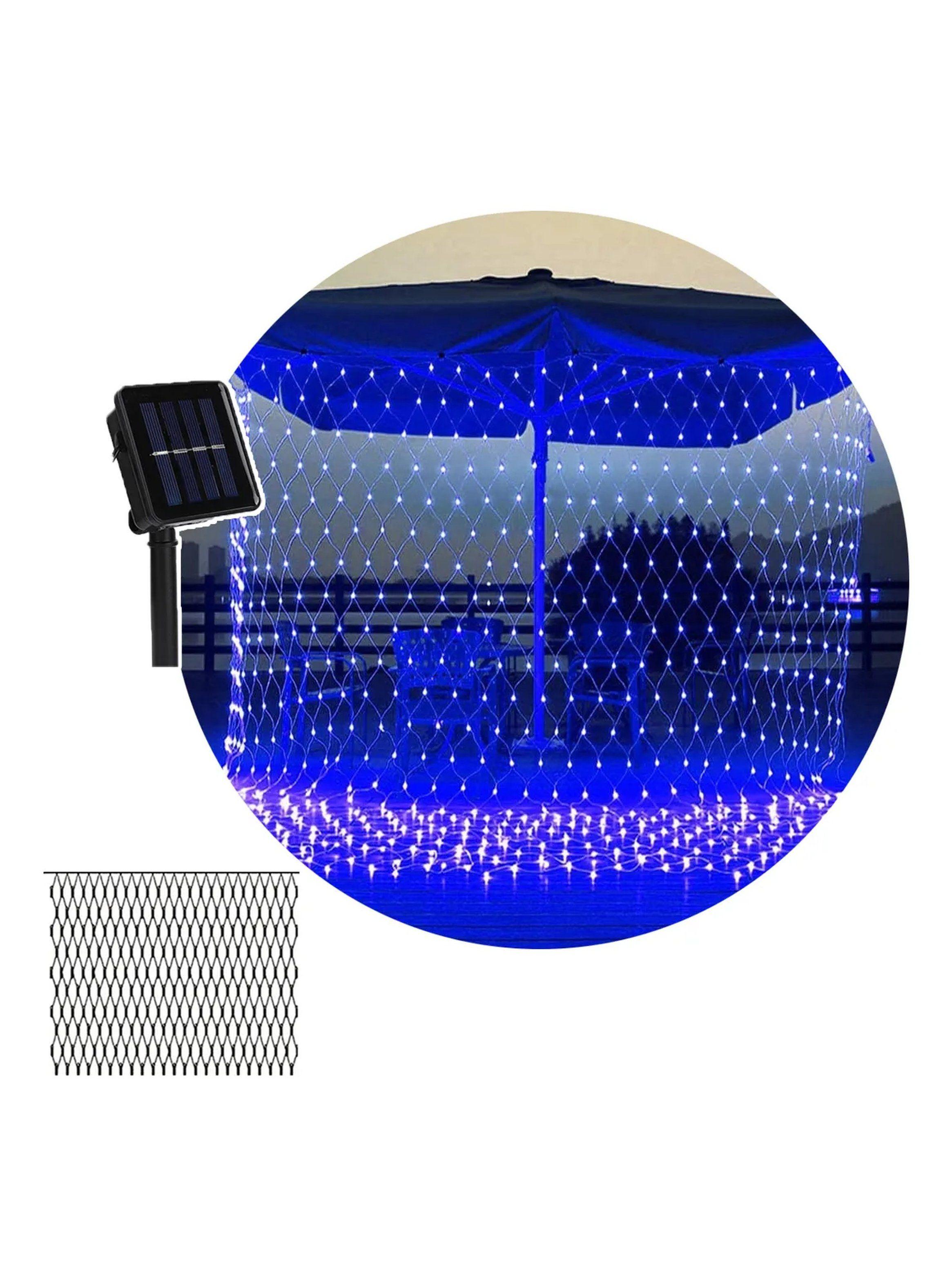 Luces de Malla LED Exterior Solares Impermeables Azul y Blanco 3x3M-0