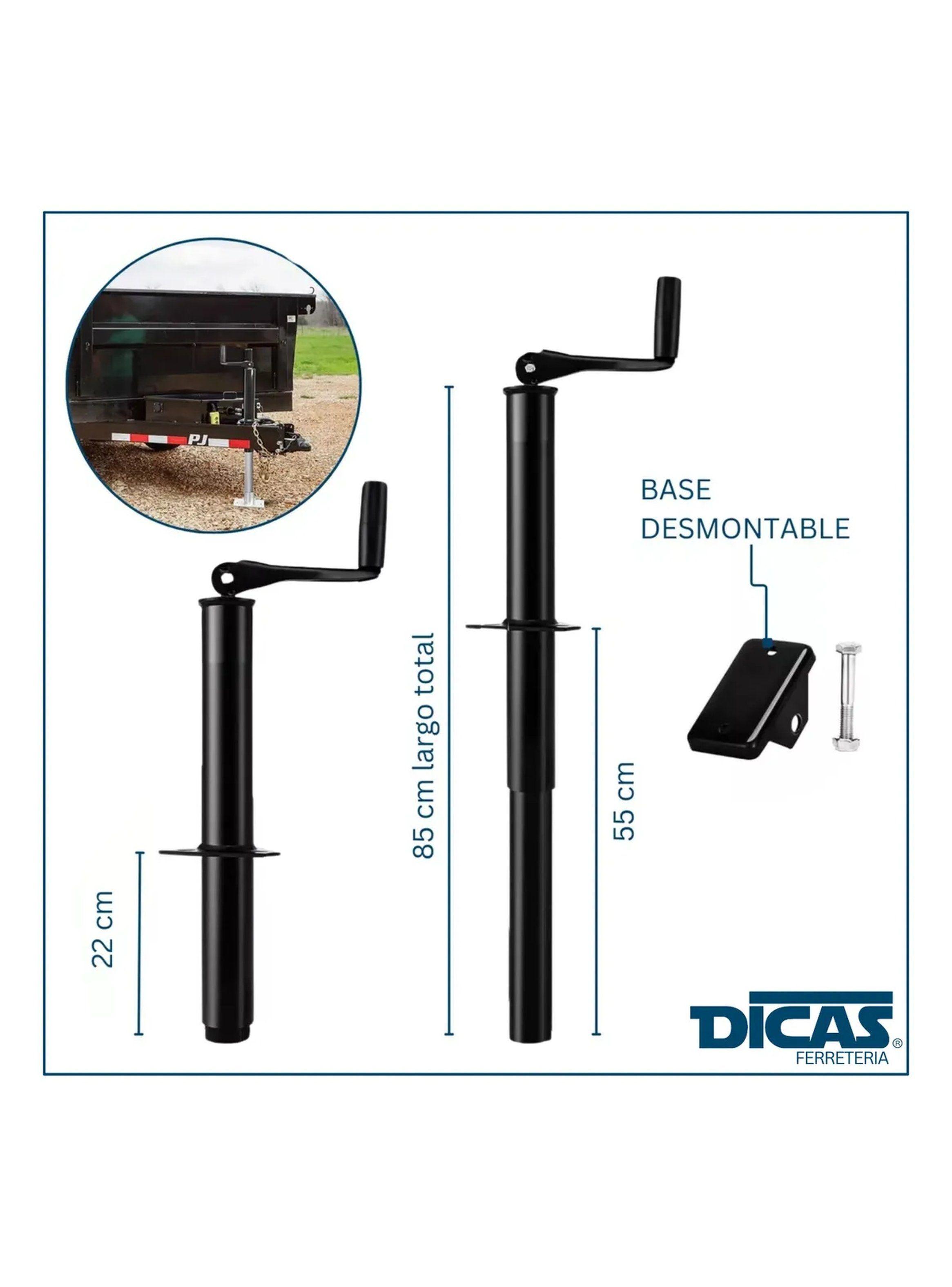 Manivela para Remolque Metálica Ajustable Negra-4