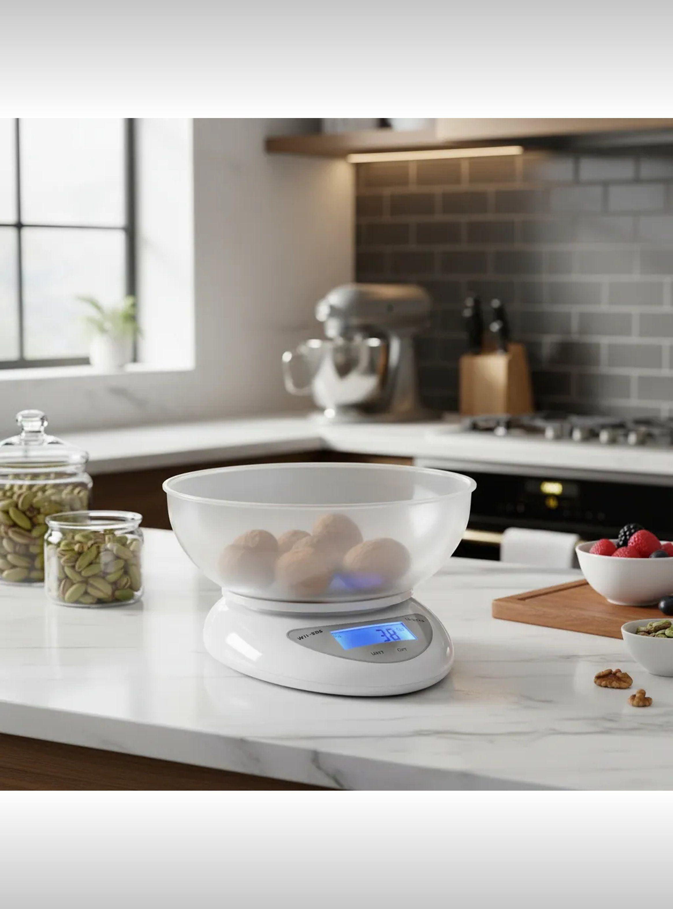 Báscula Digital de Cocina LCD Alta Precisión 5kg Blanco-0