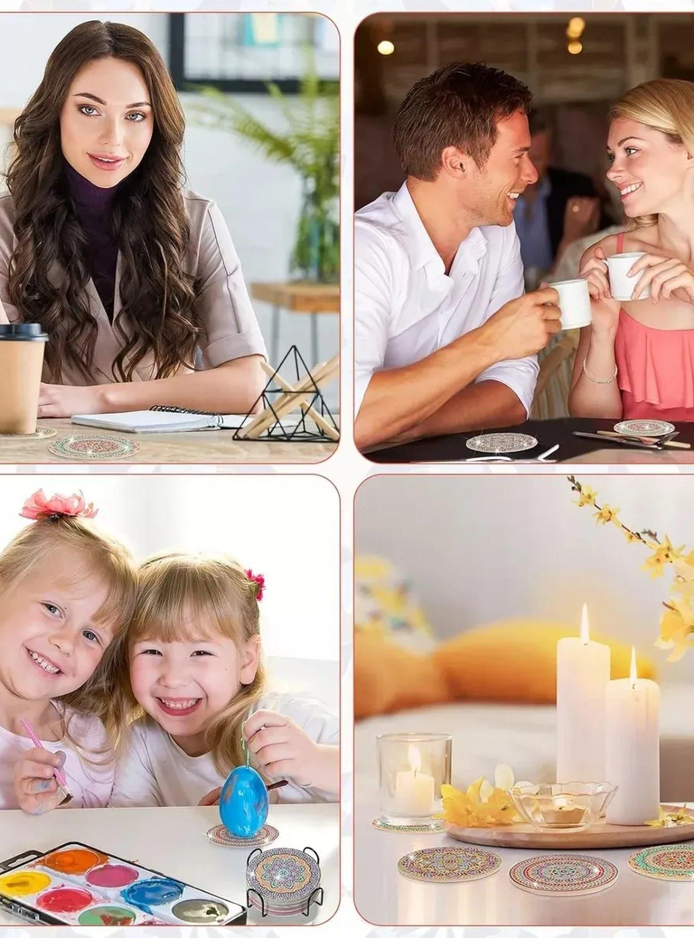 Set de Posavasos Mandala con Diamantes Adhesivos Manualidad Decorativa-6