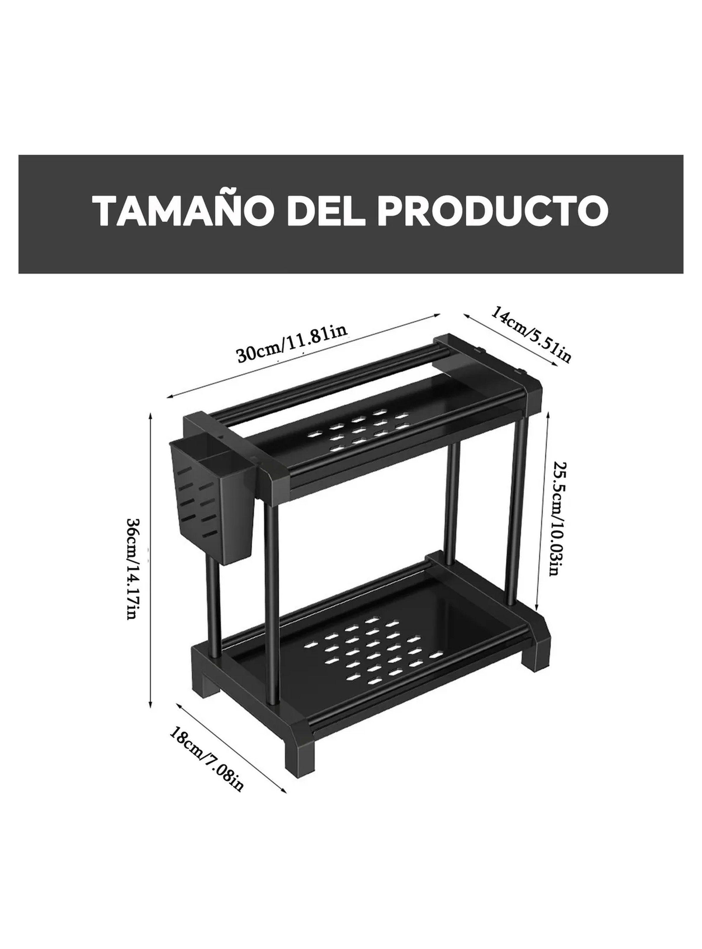 Organizador de Cocina Metálico Multifuncional Negro 2 Niveles 30cm-1