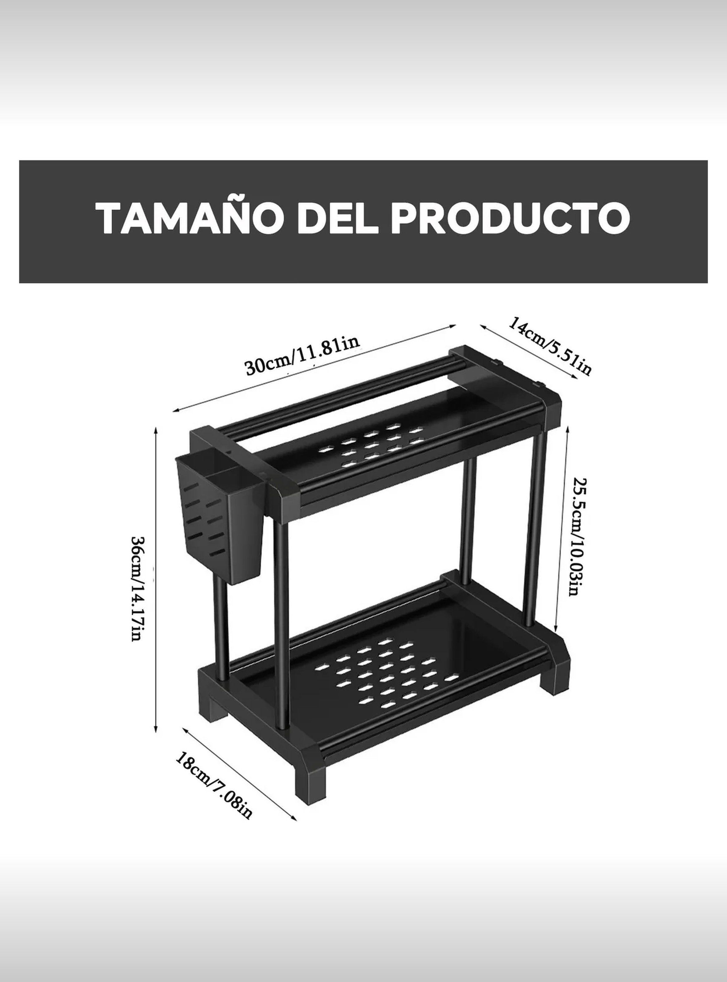 Organizador De Cocina Metálico Doble Nivel Negro 30cm x 18cm-1