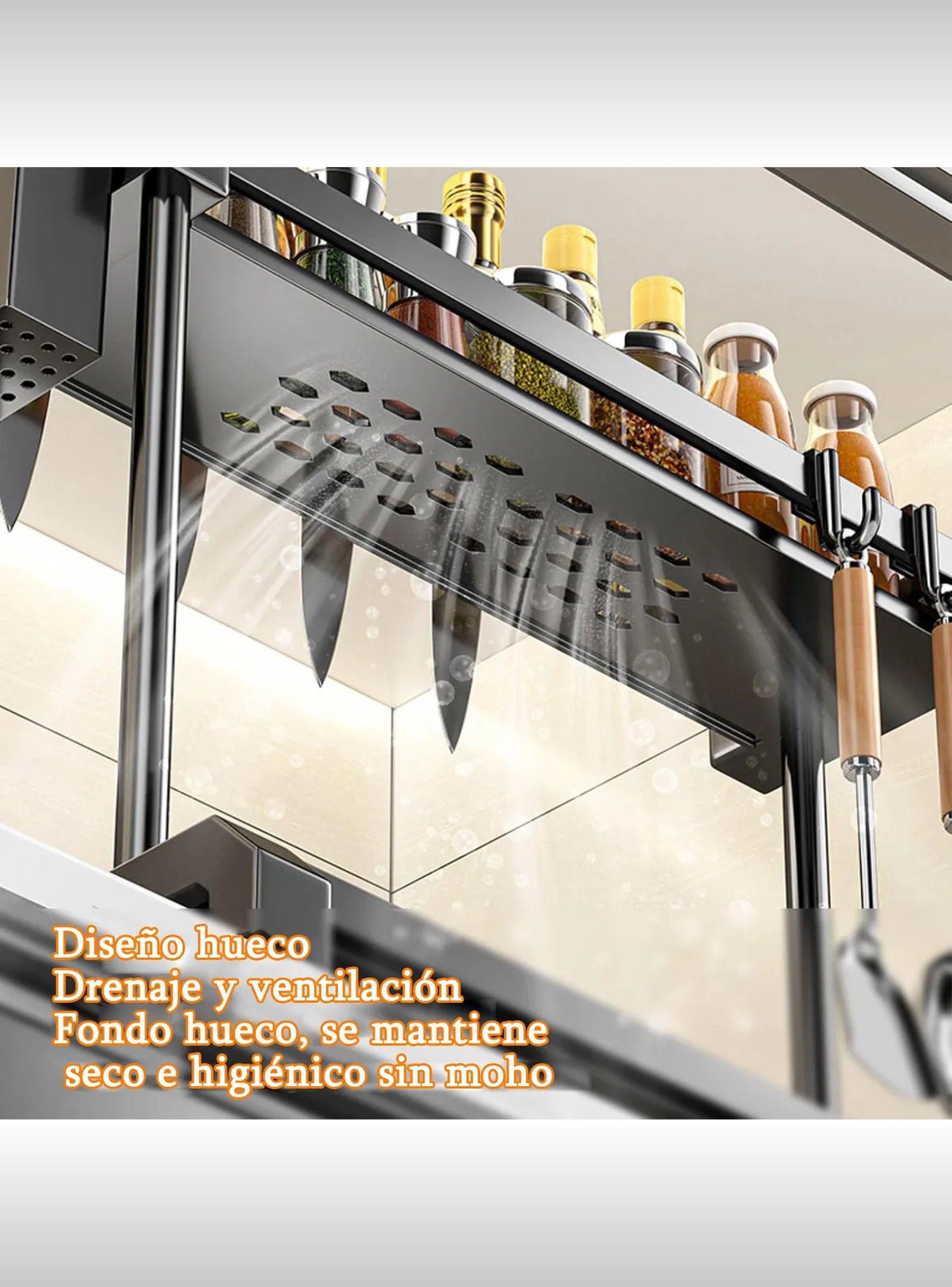Organizador De Cocina Metálico Doble Nivel Negro 30cm x 18cm-2
