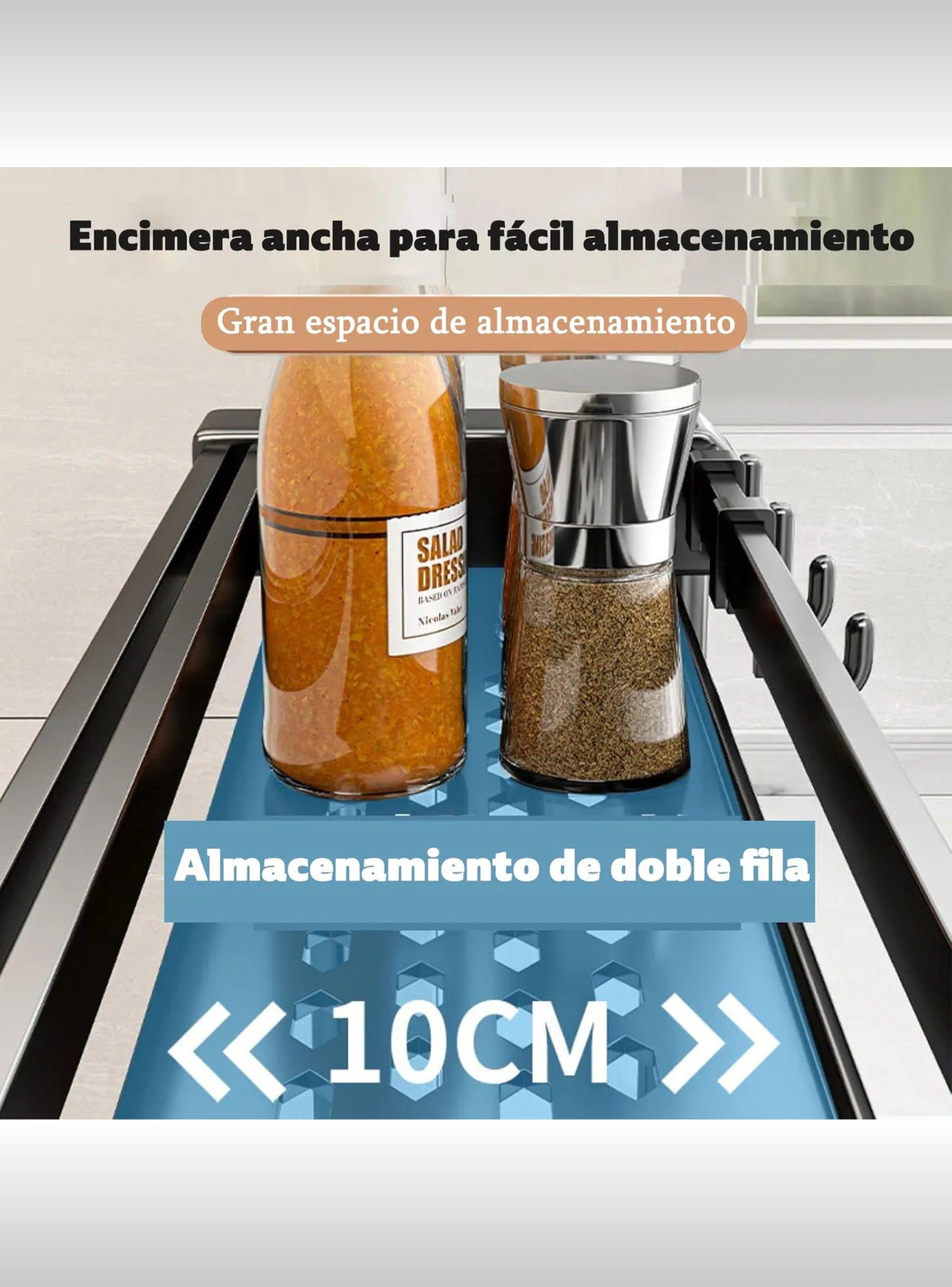 Organizador De Cocina Metálico Doble Nivel Negro 30cm x 18cm-3