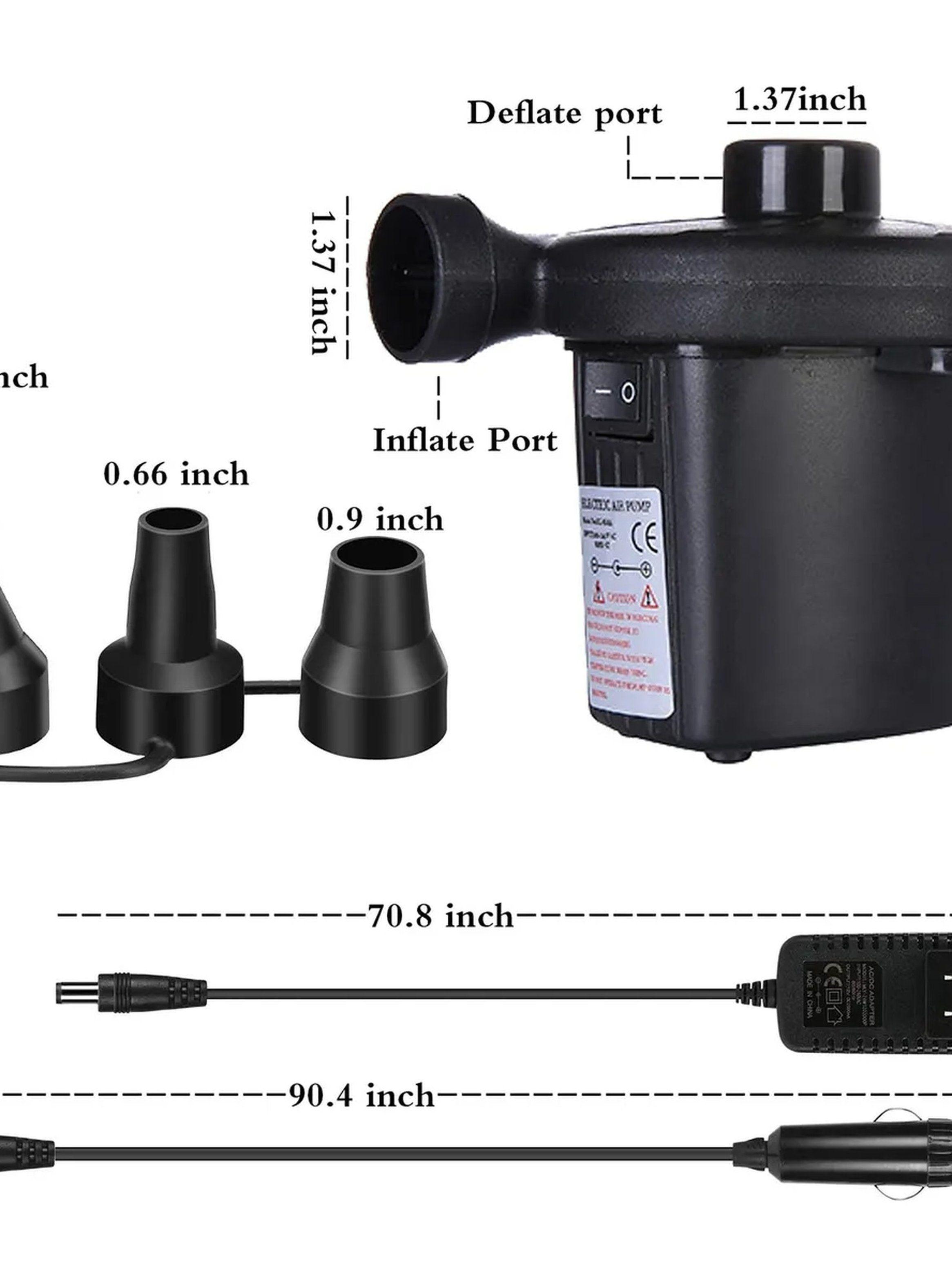 Bomba de Aire Eléctrica Portátil Inflado y Desinflado Cargador 12V-2