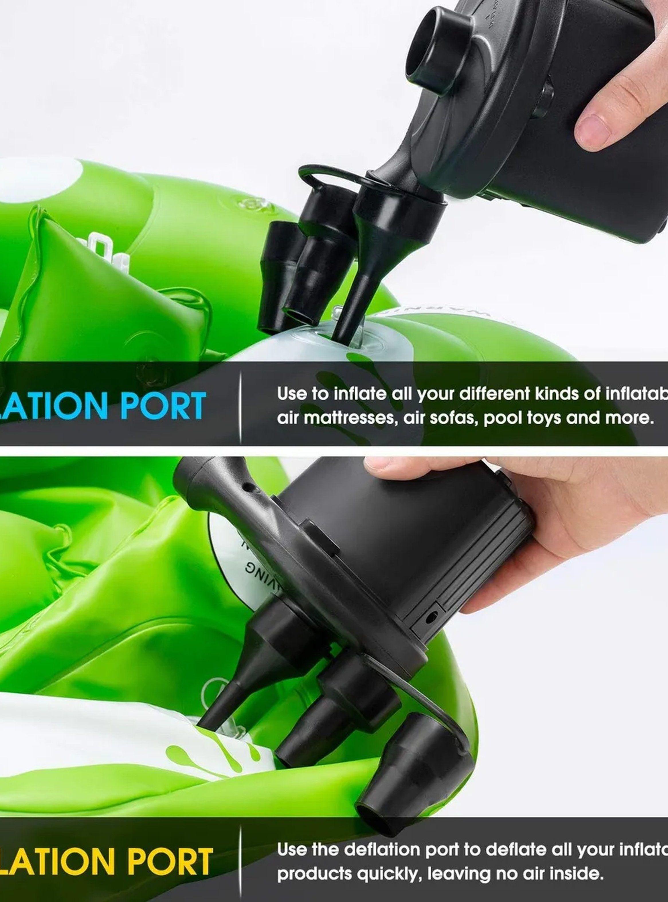 Bomba de Aire Eléctrica Portátil Inflado y Desinflado Cargador 12V-4