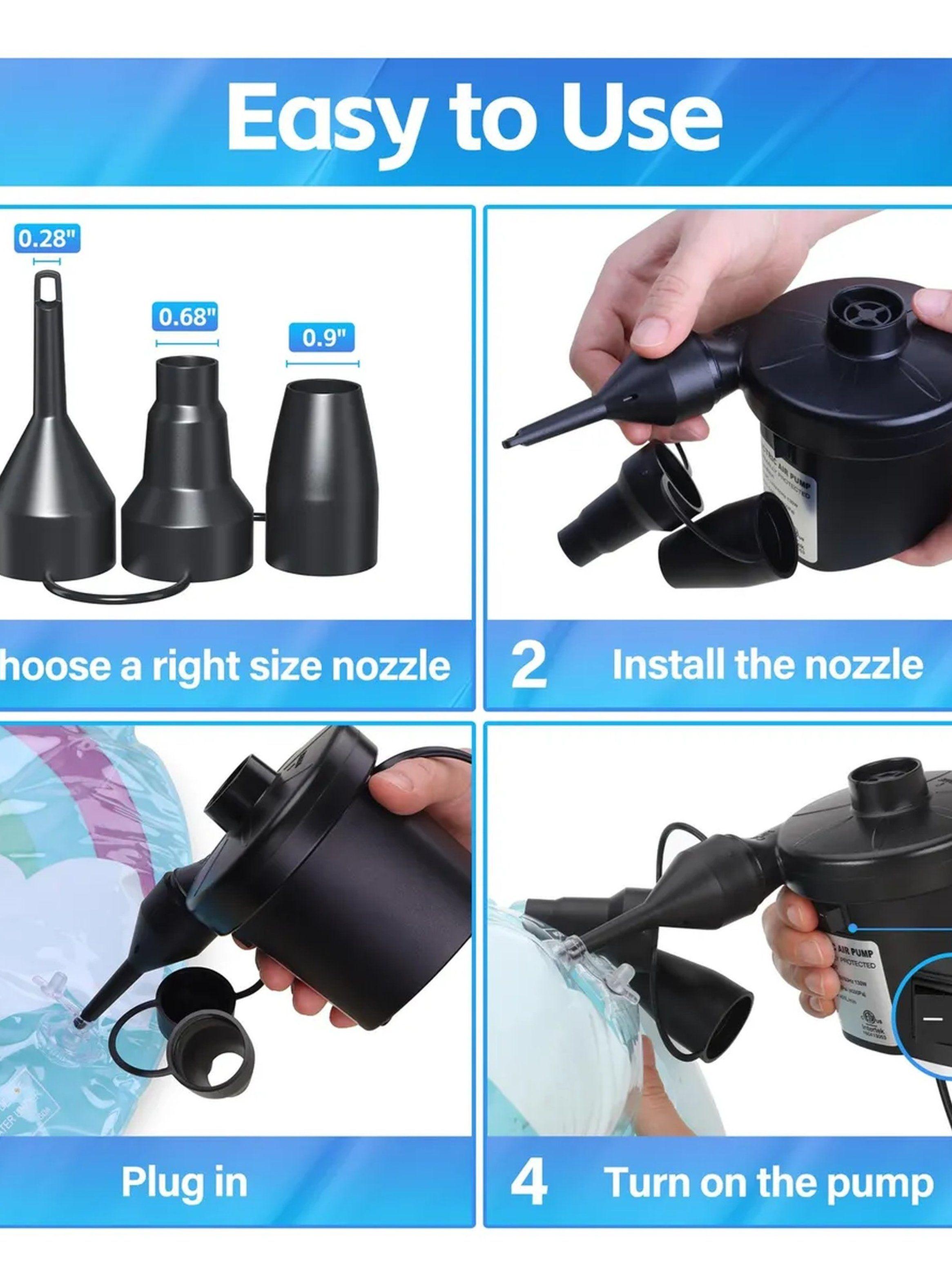 Bomba de Aire Eléctrica Portátil Inflado y Desinflado Cargador 12V-6