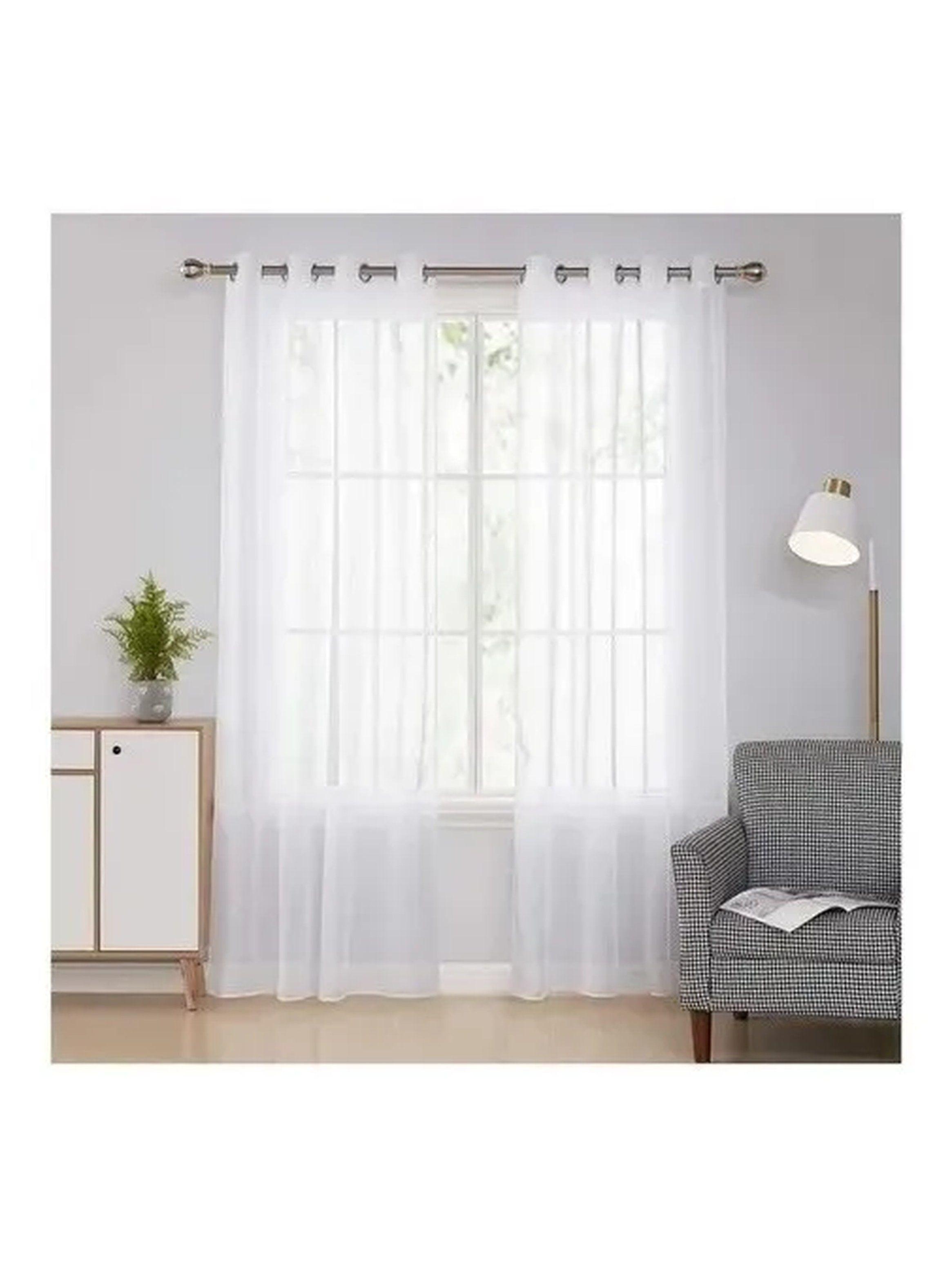 Cortinas Transparentes de Gasa Blancas para Ventana 140x240 cm-0