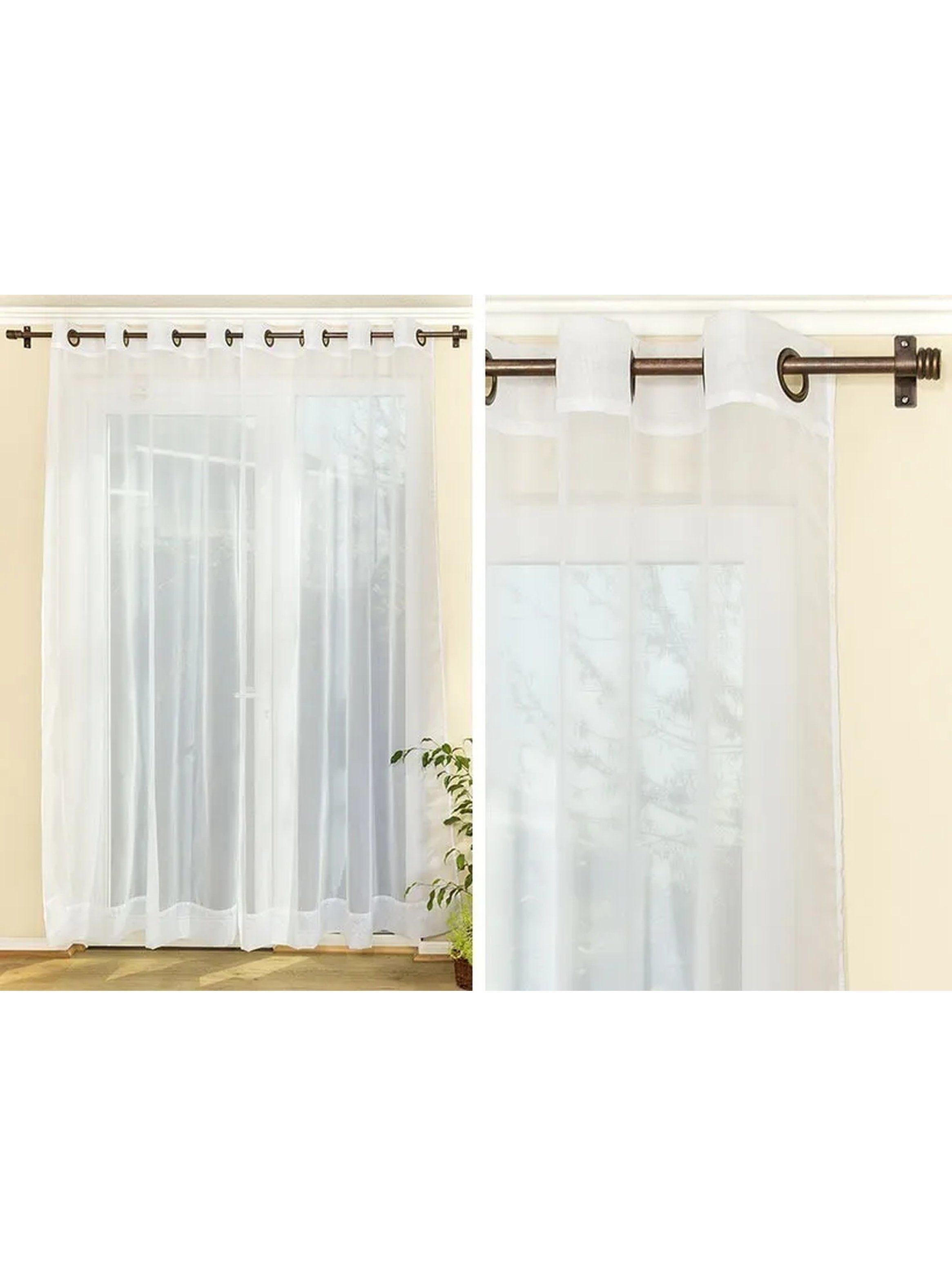 Cortinas Transparentes de Gasa Blancas para Ventana 140x240 cm-2