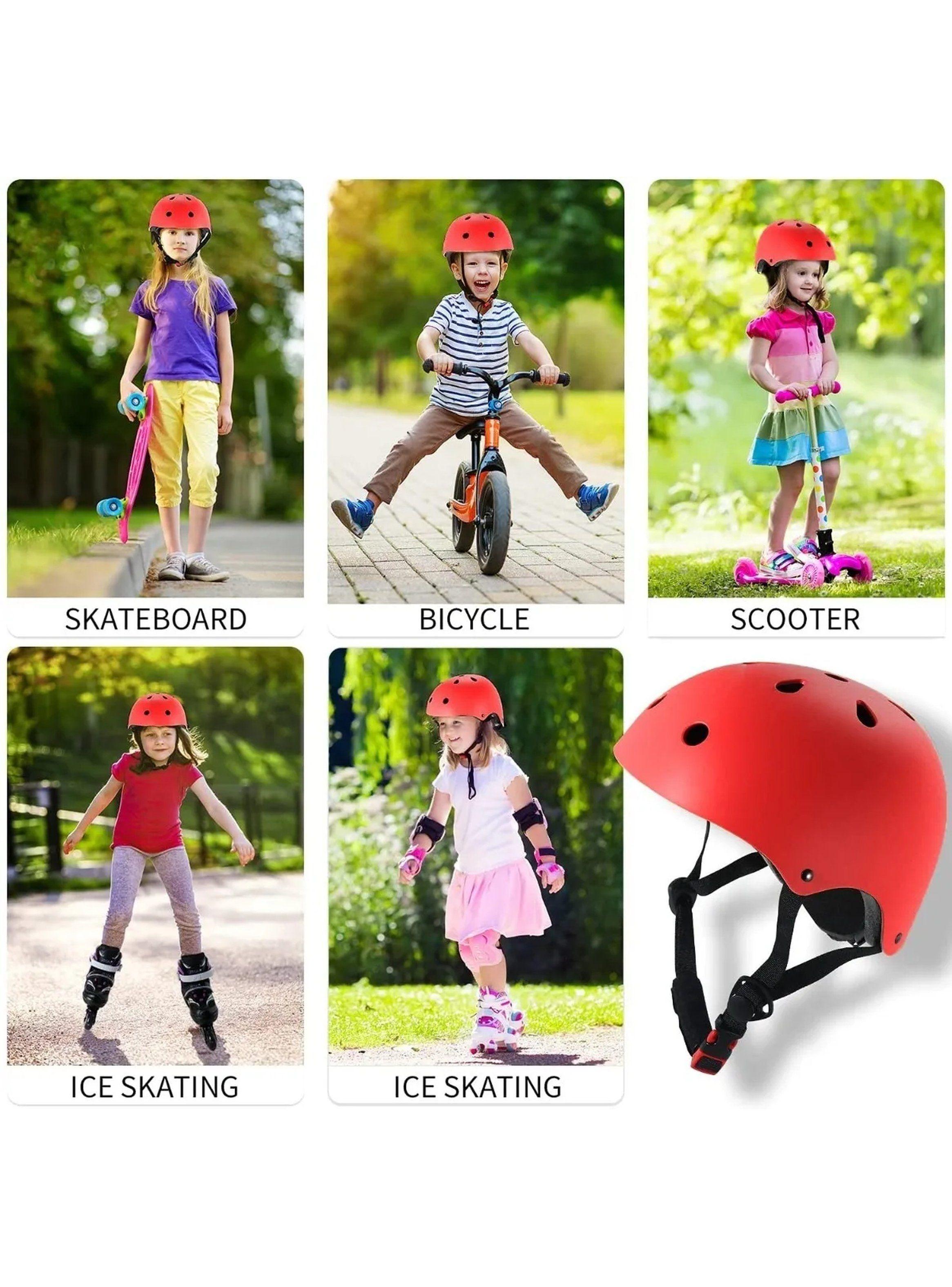 Casco de Skate con Protecciones Ajustables Rojo-5