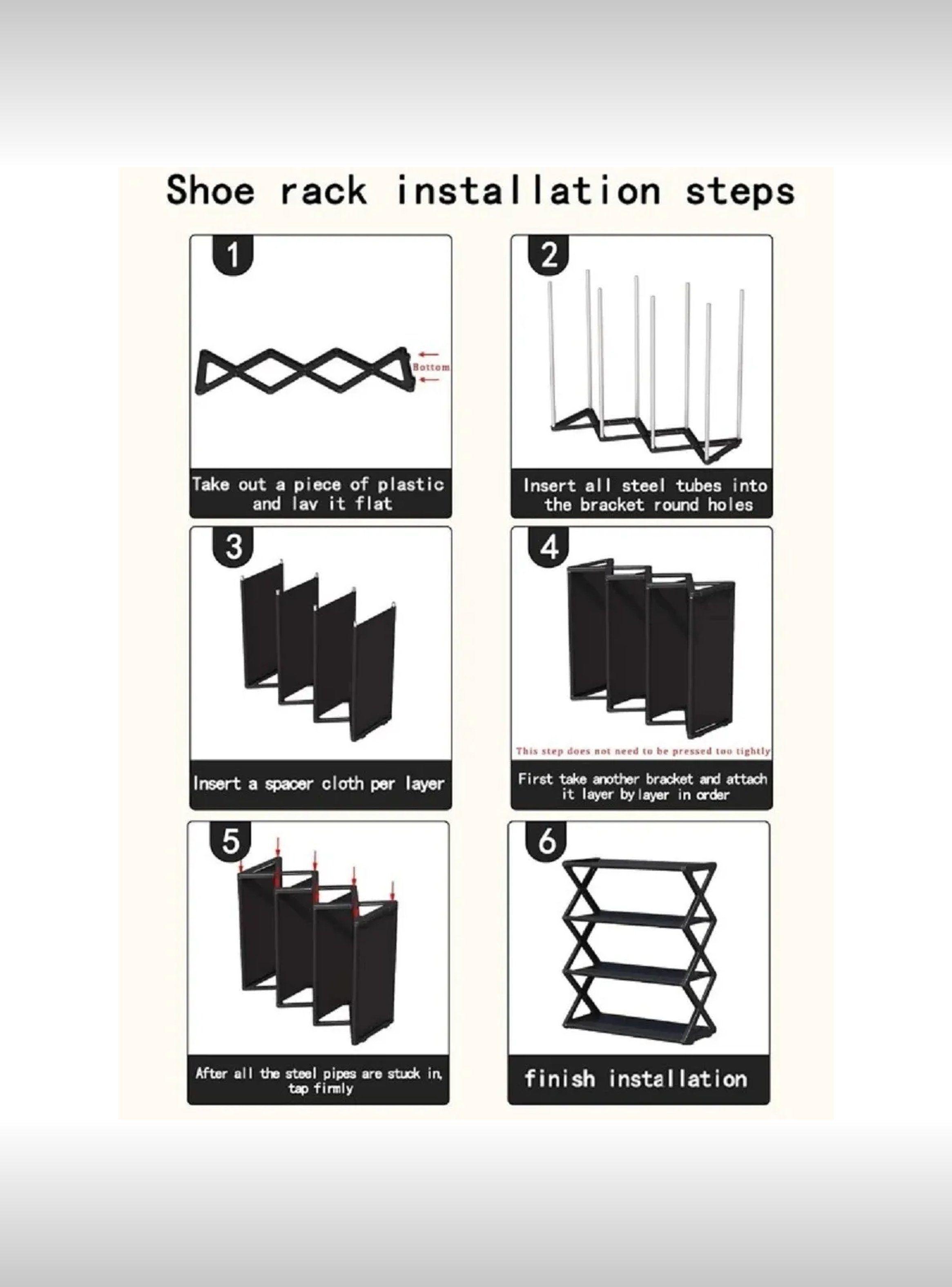 Organizador de Zapatos de Plástico Resistente Multi-Nivel Negro-2